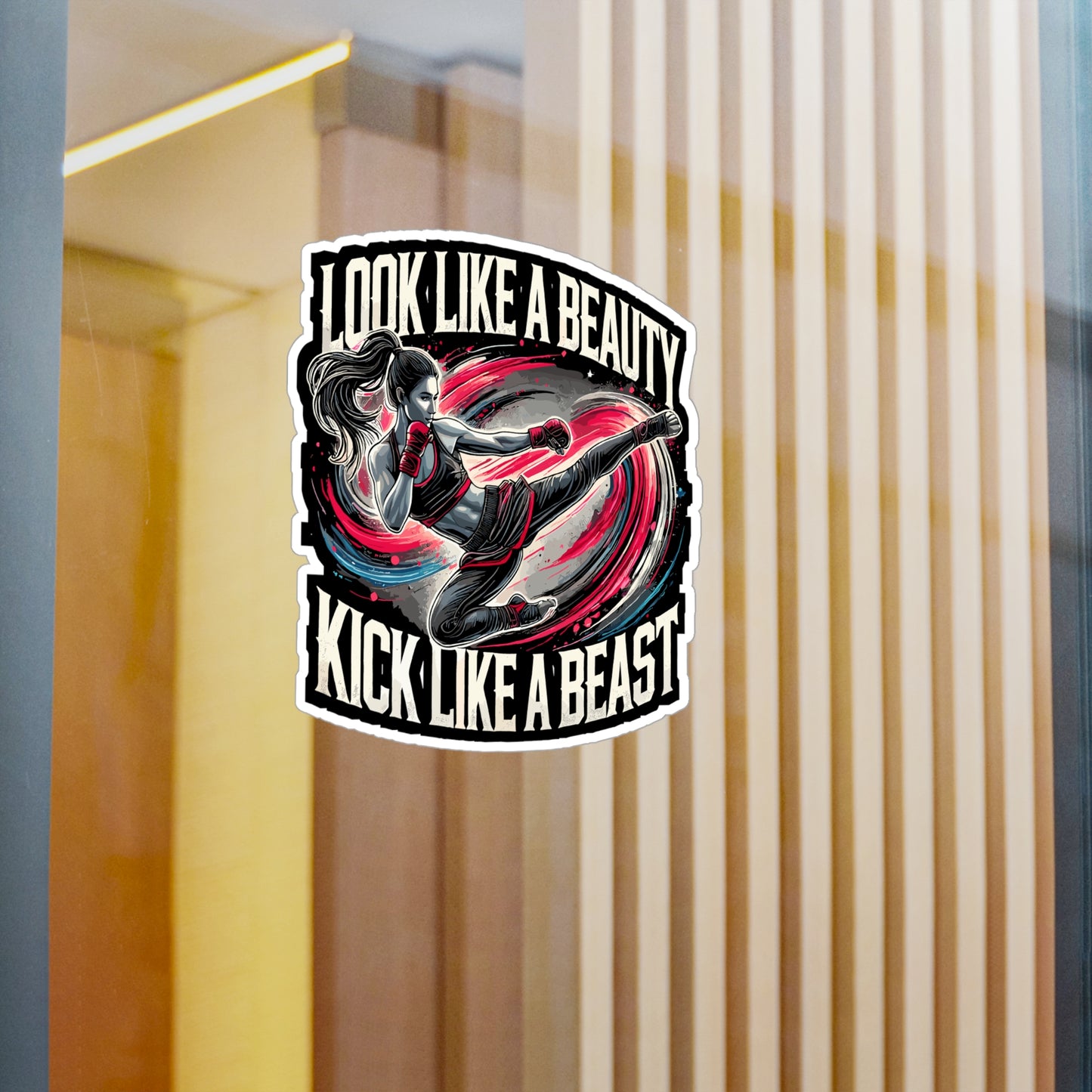 Look Like A Beauty Kick Like A Beast - Martial arts Sticker for Laptop Sticker. Water Bottle Sticker, Vinyl Strong women Decal - Martial arts Gift