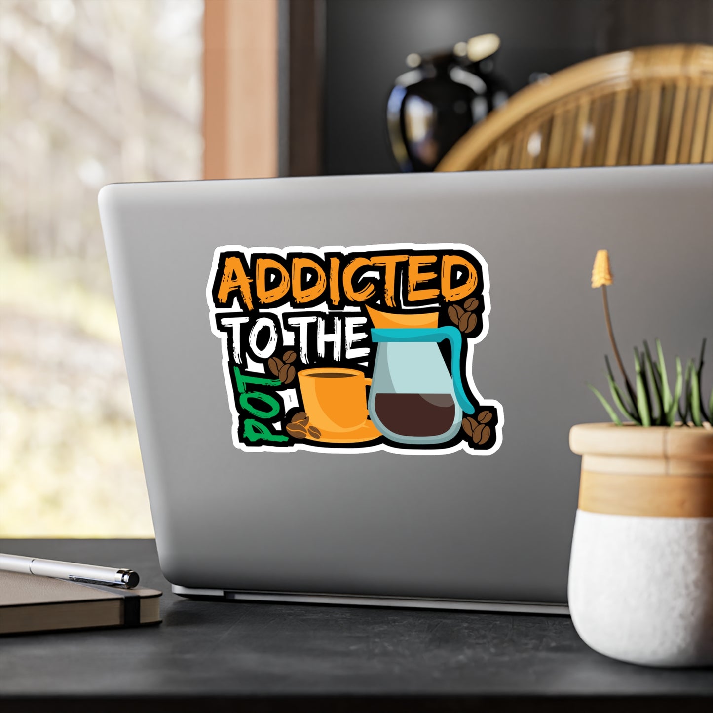 Addicted to The Pod Coffee - Coffee Sticker for Laptop Sticker. Water Bottle Sticker, Vinyl Cappuccino Decal - Coffee Gift