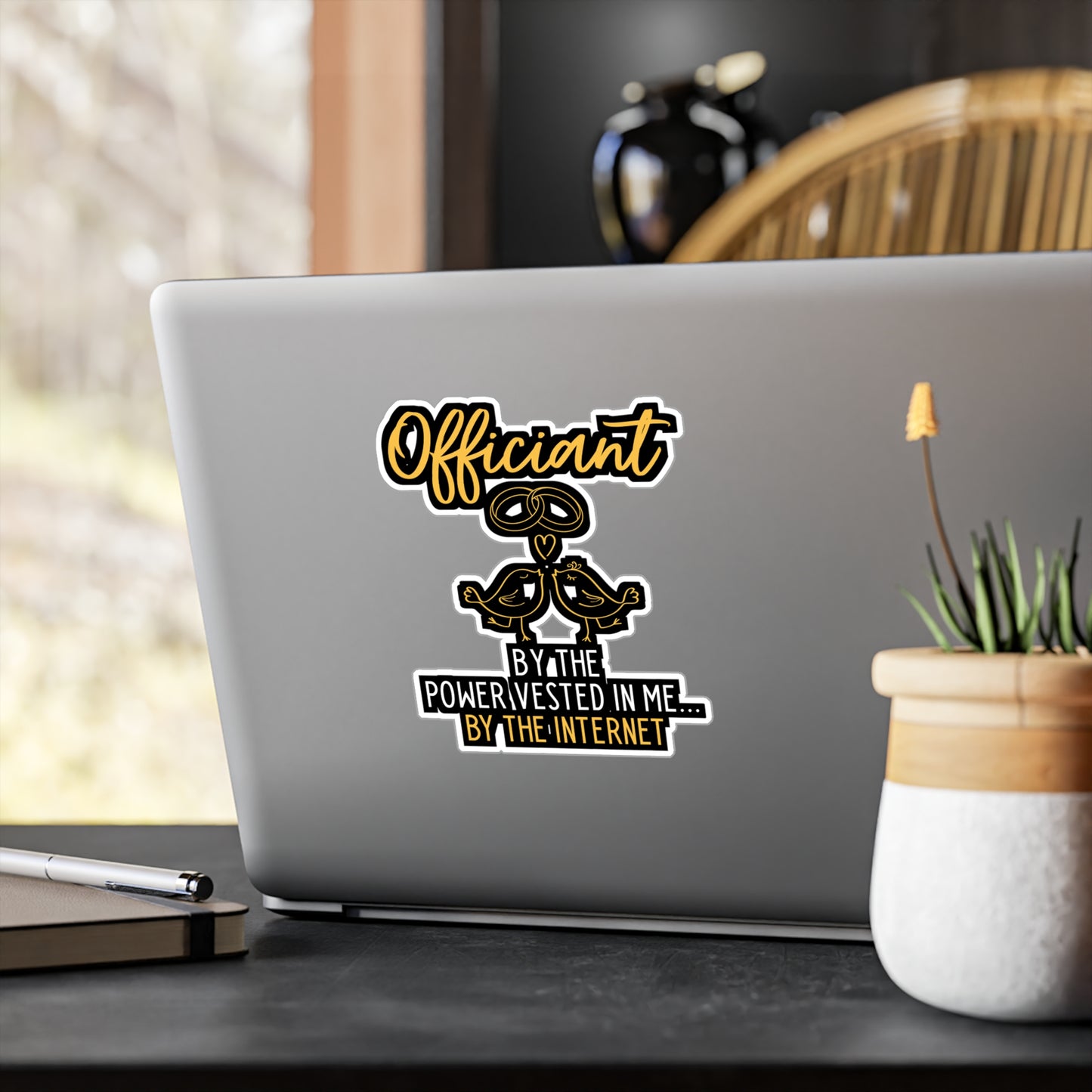 Officiant By The Power Vested In Me... By The Internet | Wedding-officiant Sticker | Online Decals | Wedding-officiant Gift