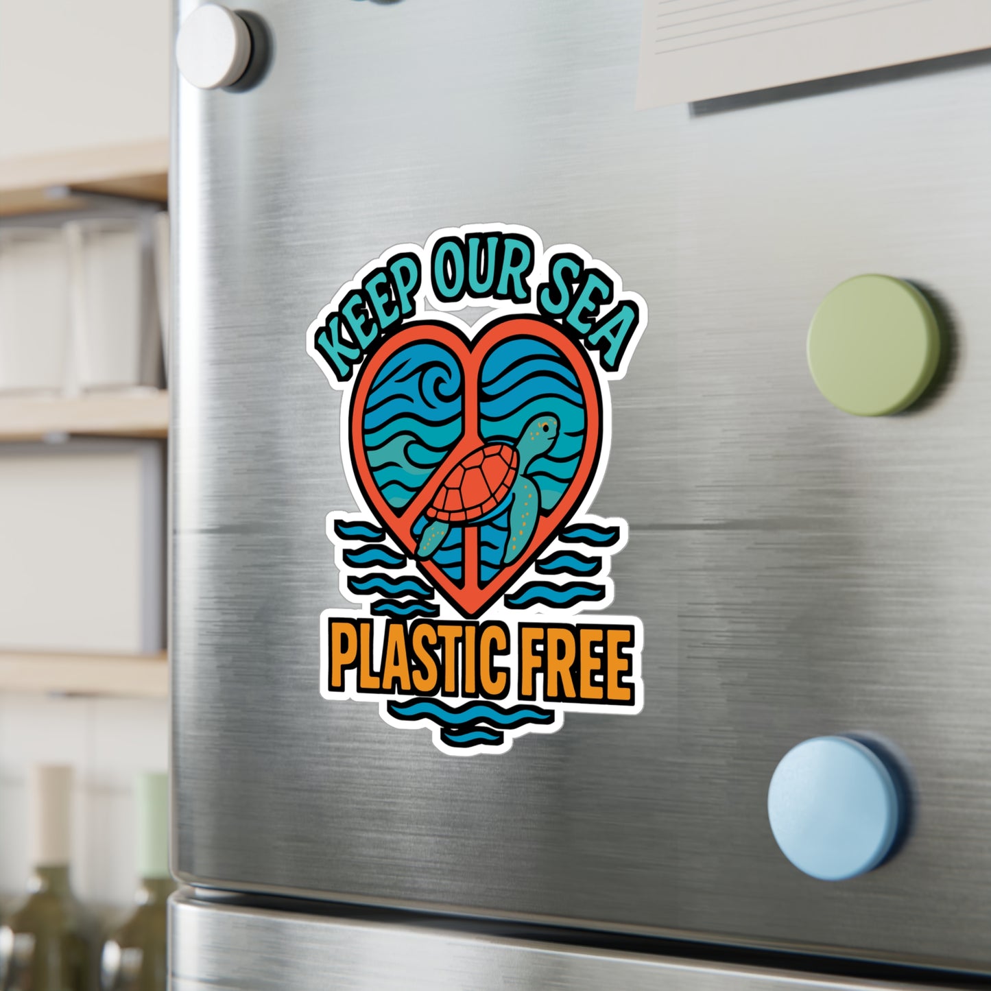 Keep Our Sea Plastic Free – Turtle Sticker for Laptop, Water Bottle & Eco-Friendly Gifts