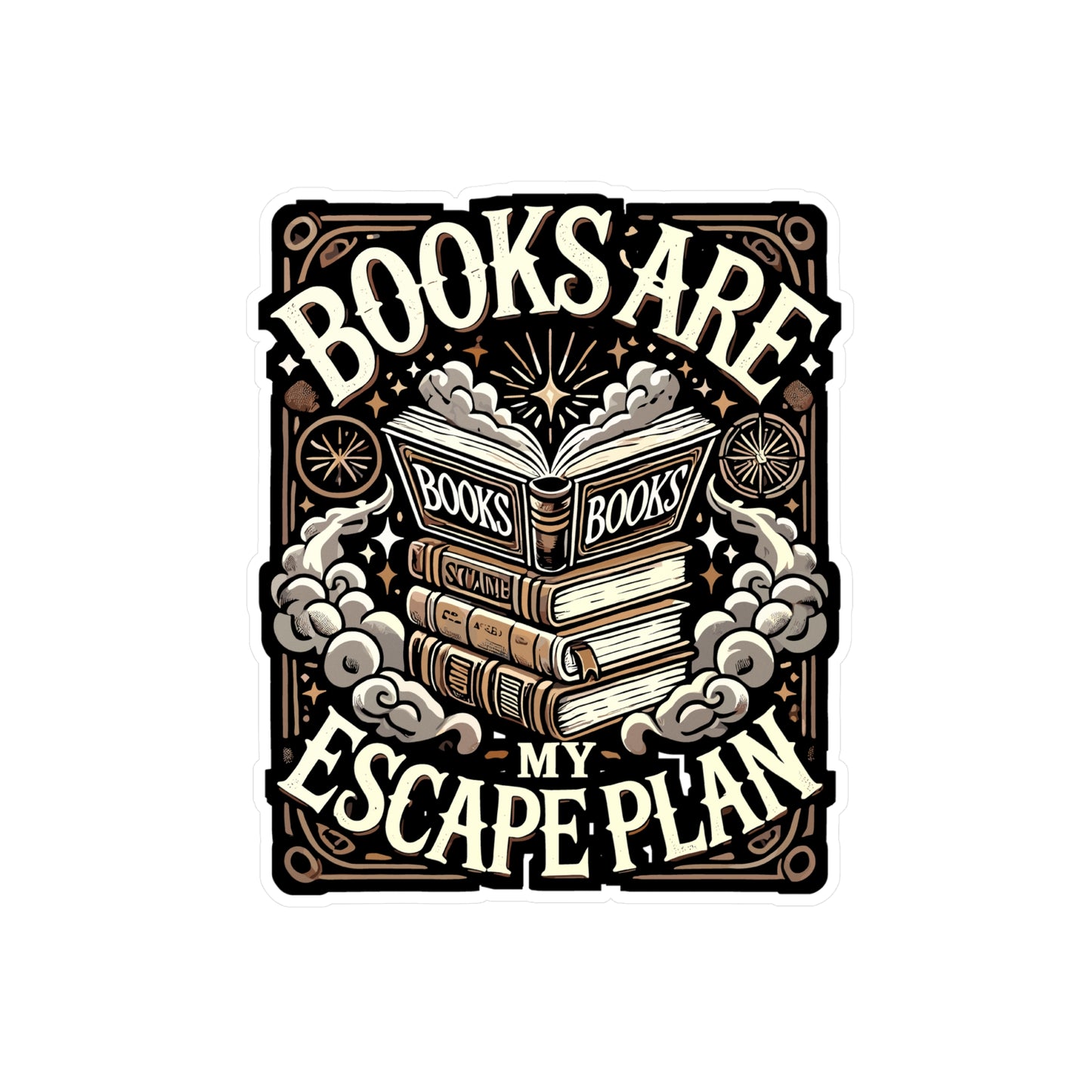 Books Are My Escape Plan - Bookworm Sticker for Laptop Sticker. Water Bottle Sticker, Vinyl Reading Decal - Bookworm Gift