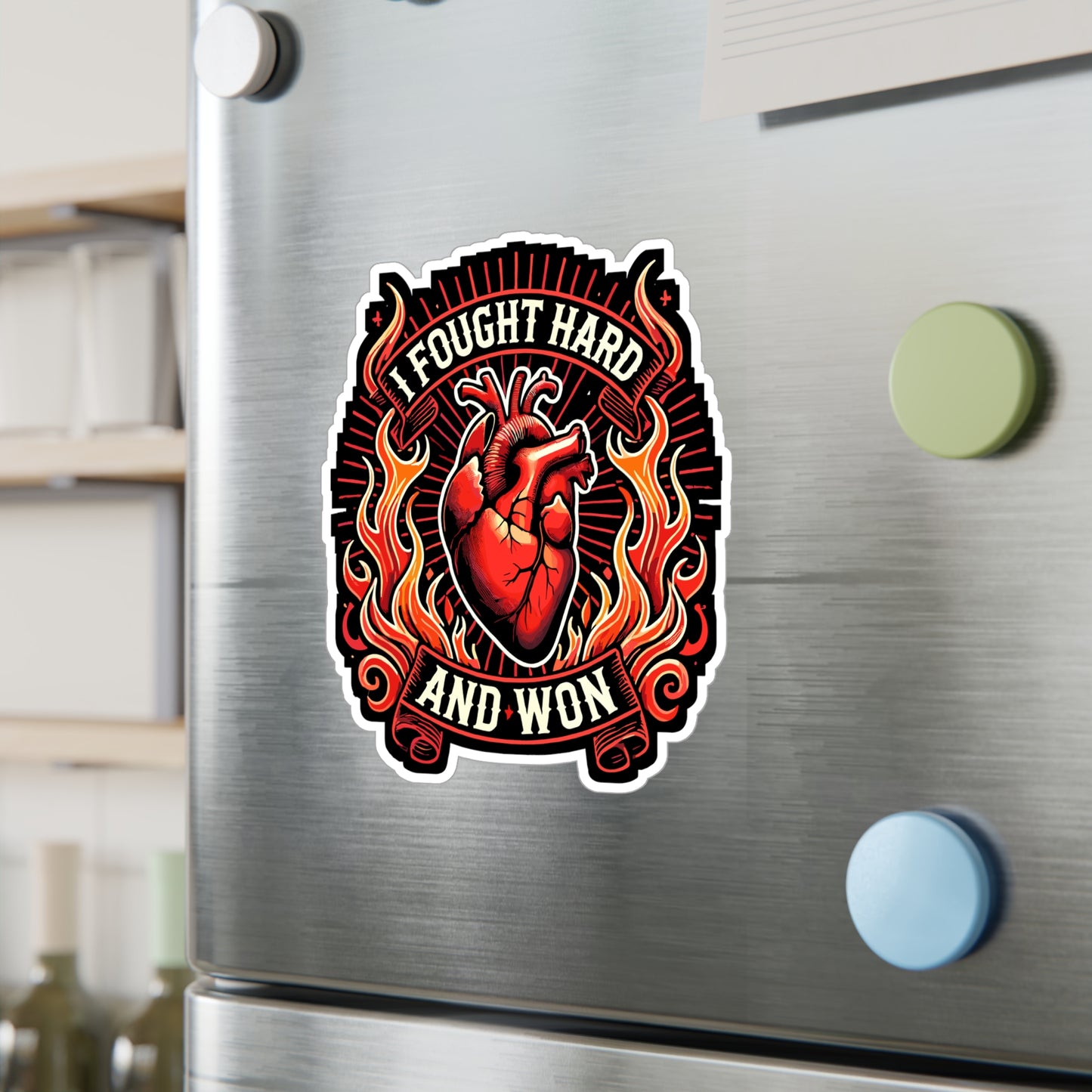 I Fought Hard And Won - Survivor Sticker for Laptop Sticker. Water Bottle Sticker, Vinyl Fighter Decal - Survivor Gift