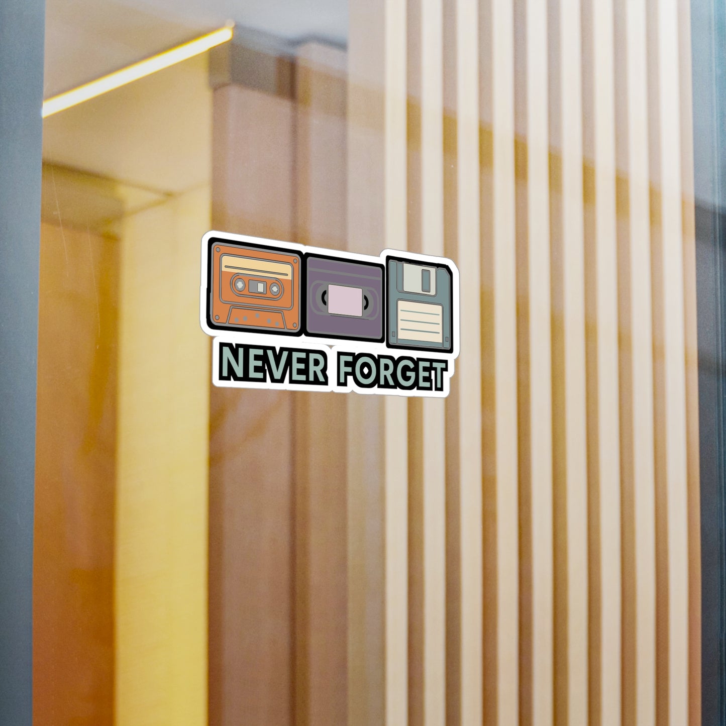 Never Forget - Nostalgic Tech Sticker for Laptop, Water Bottle - Retro Gift for Tech Lovers