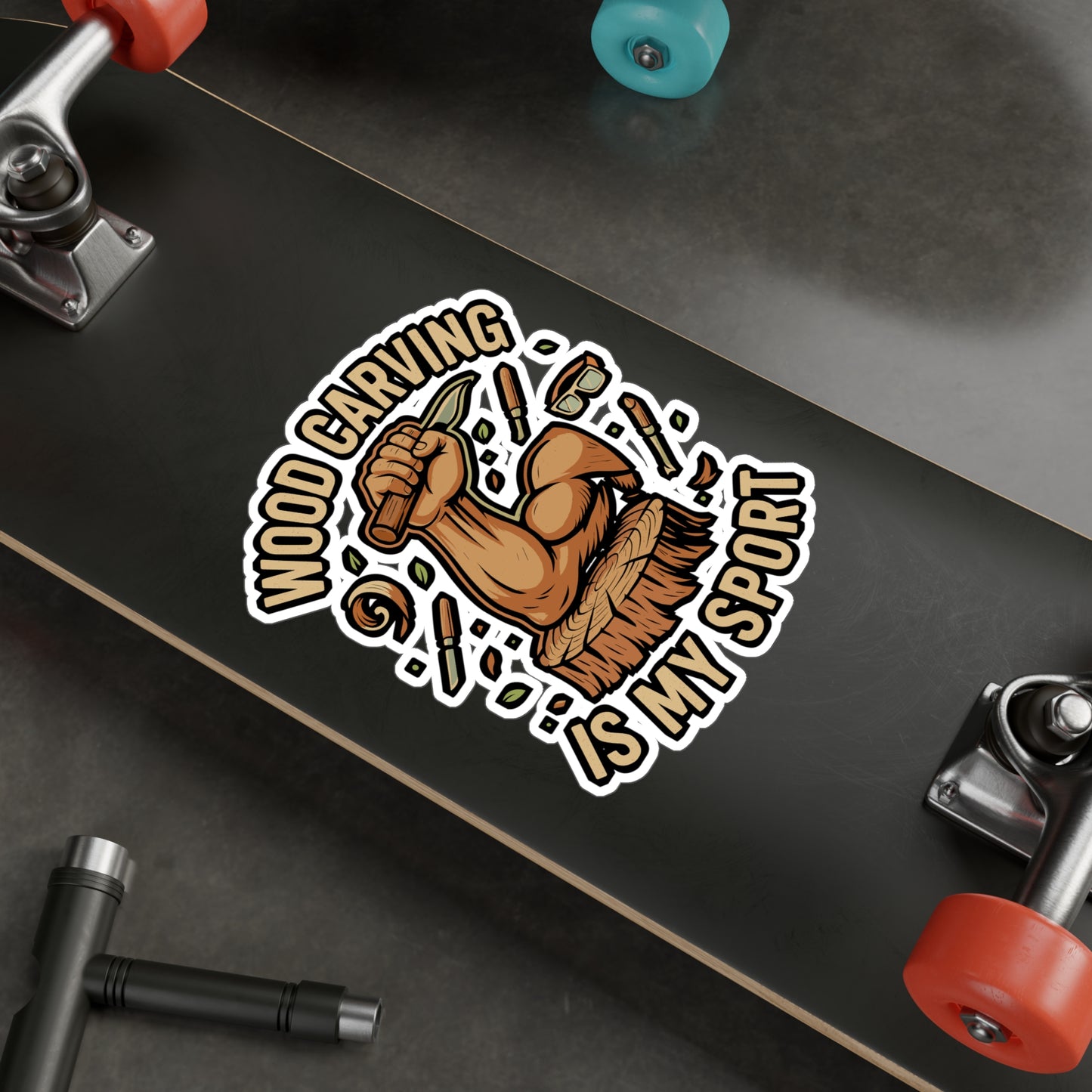 Wood Carving Is My Sport – Woodcarver Sticker for Laptop, Water Bottle & Craftsmanship Gifts