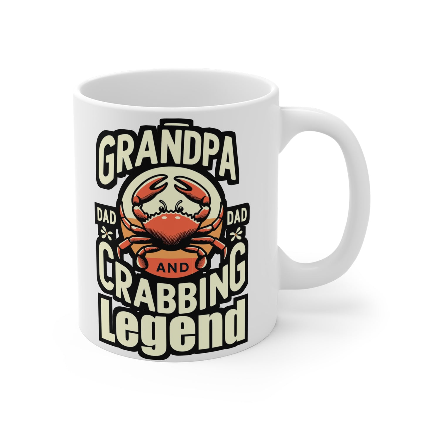 Grandpa, Dad, and Crabbing Legend - Crab Mug for Coffee 11oz. Crab Cup, White ceramic, Crabbing Mug, Crustacean Tea Cup - Crab Gift