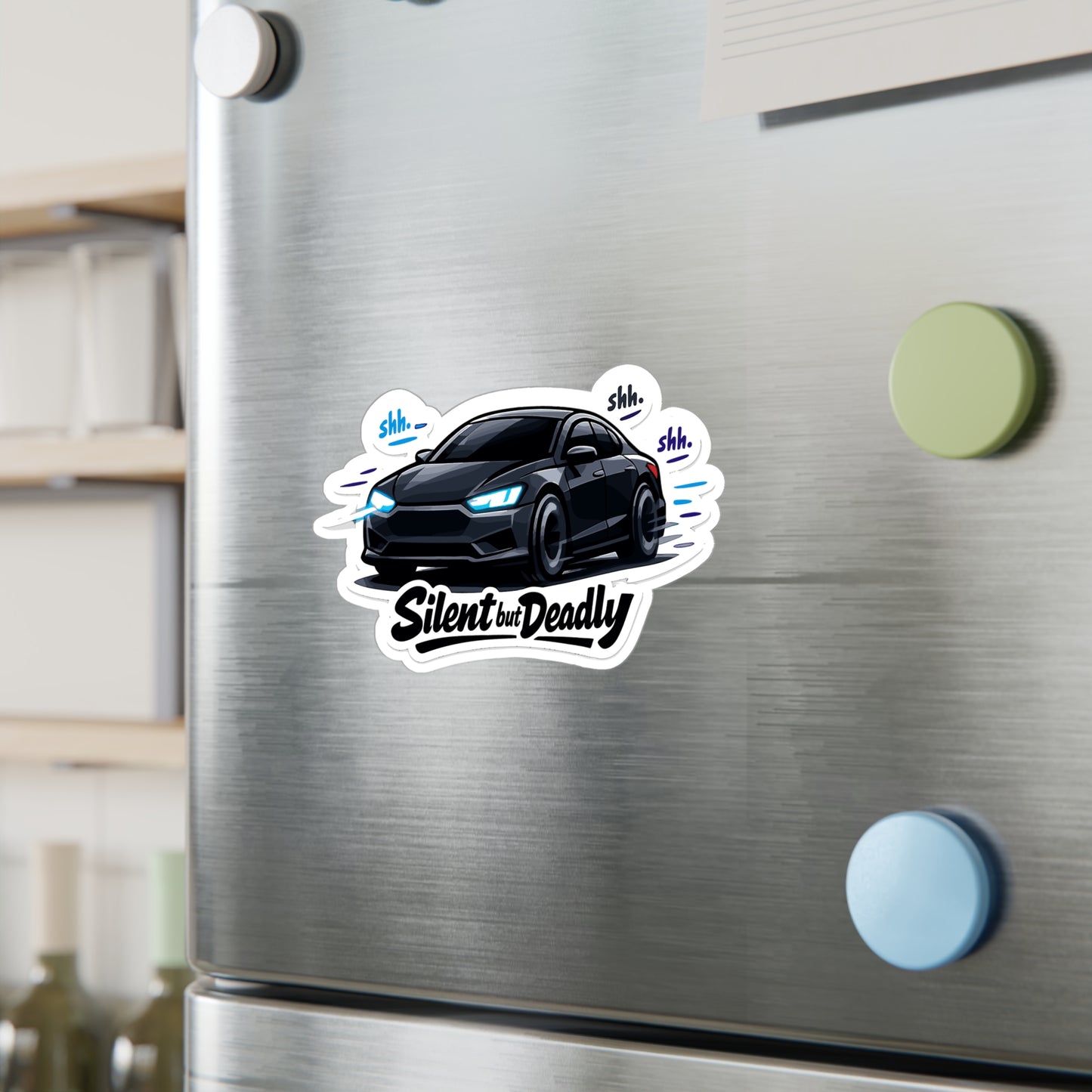 Electric Car Sticker Silent but Deadly Funny electric vehicle decal, Waterproof Vinyl decals for Laptop, Water Bottle, rechargeable battery vibe