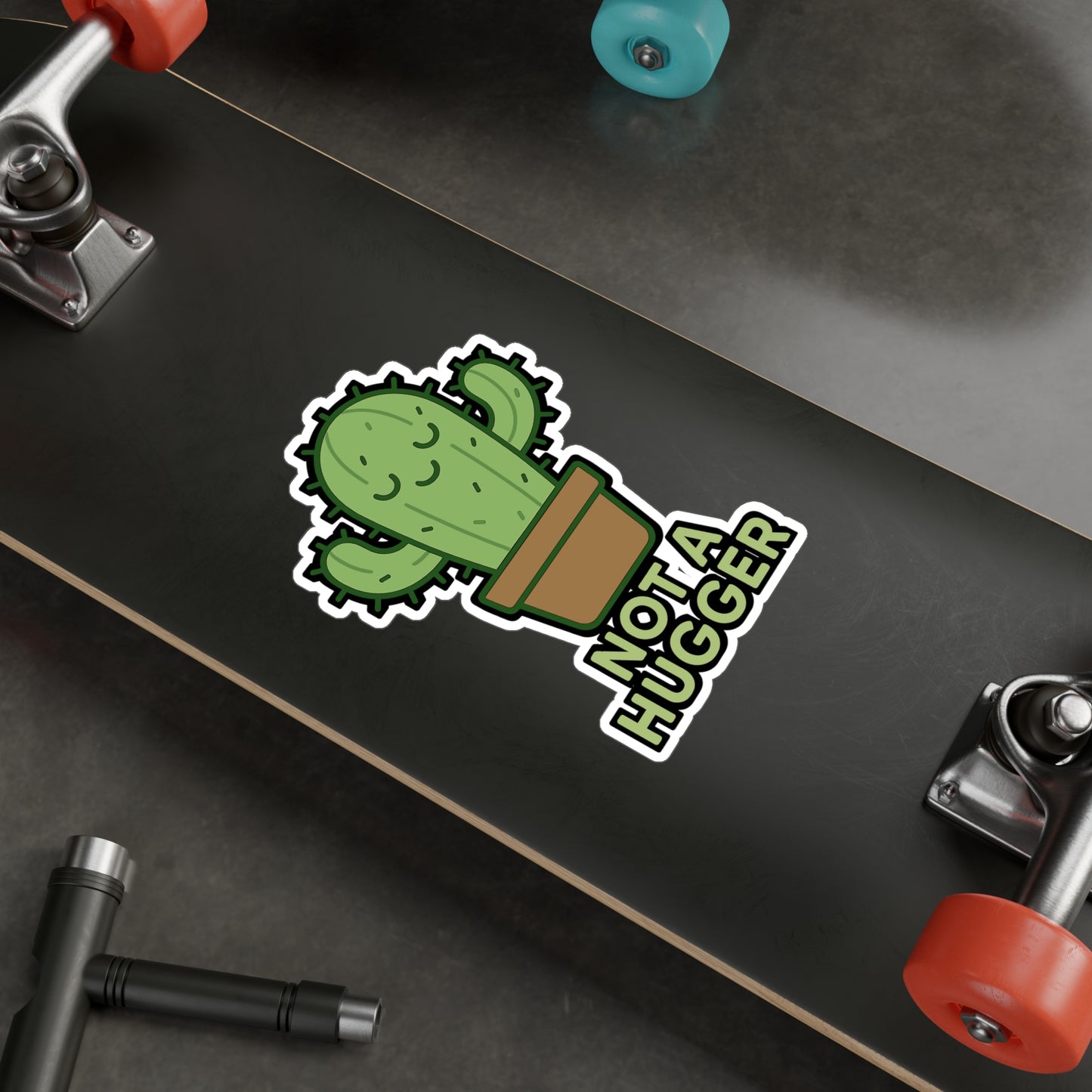 Cactus Sticker "Not A Hugger" Funny Introvert Decal for Laptop or Water Bottle, Sarcastic Awkward Vinyl Waterproof Design