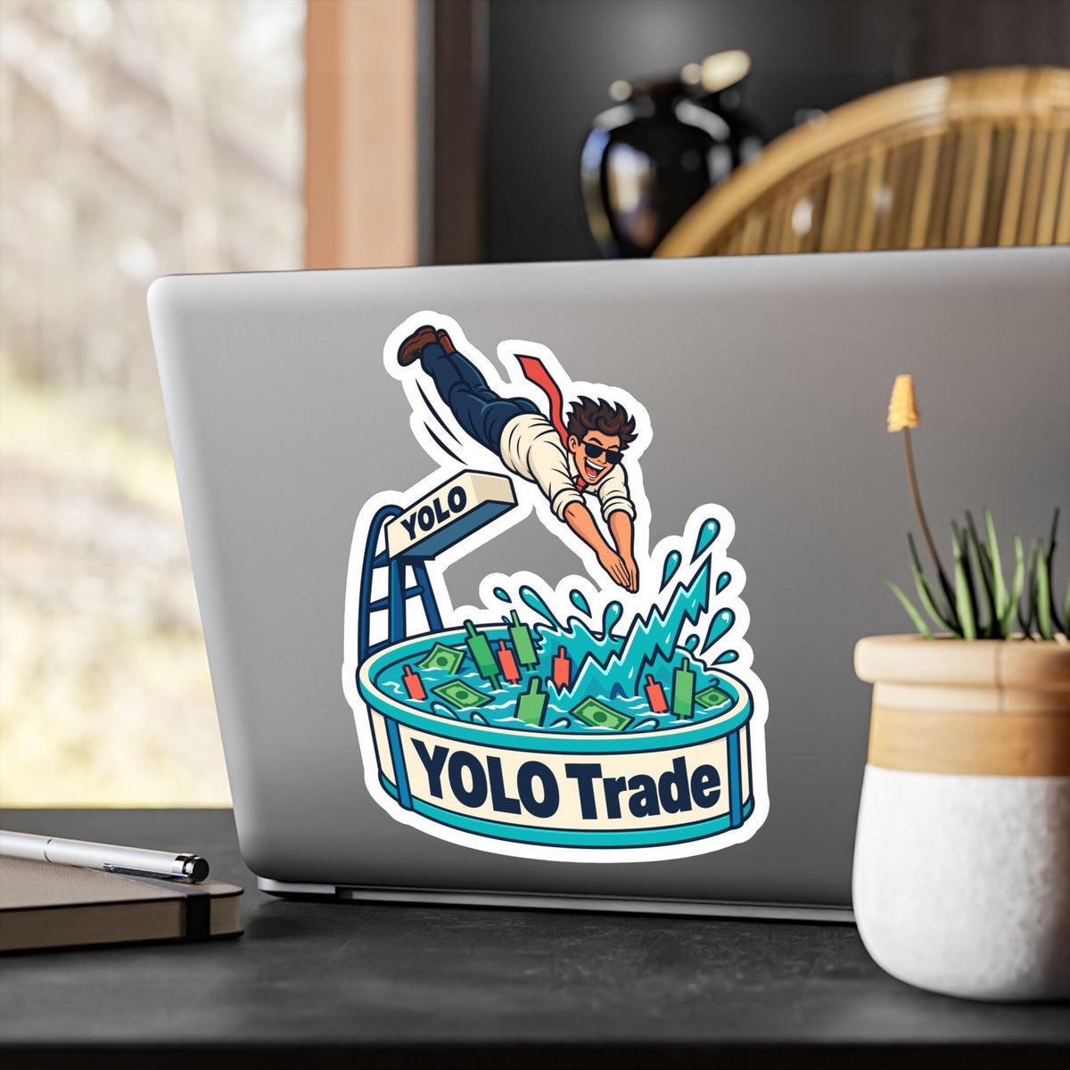 Day Trading Sticker - YOLO Trade Design for the Stock Market and Forex Trader, Laptop and Water Bottle Decals