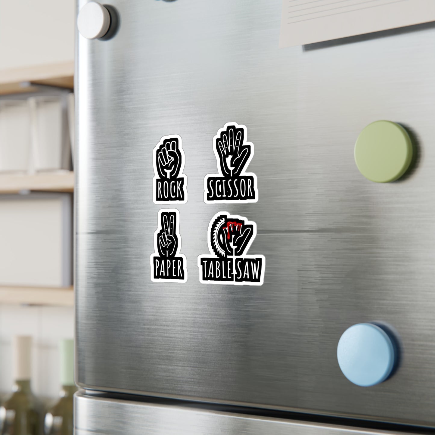 Rock Paper Scissor Table Saw - Carpenter Sticker for Laptop Sticker. Water Bottle Sticker, Vinyl Woodworker Decal - Carpenter Gift