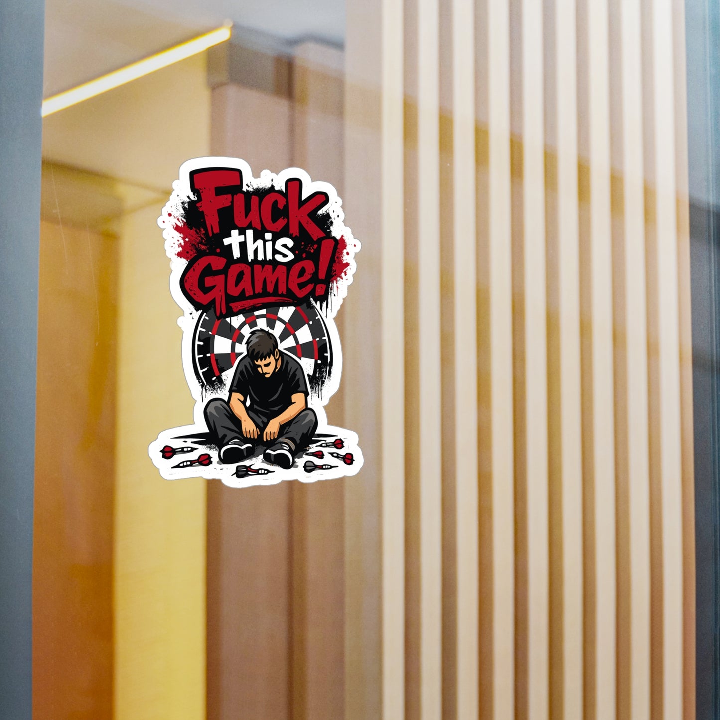 Dart Sticker "Fuck this game!" Funny Dartboard Drinking Team Vinyl Sticker Decals Waterproof for Laptop Water Bottle