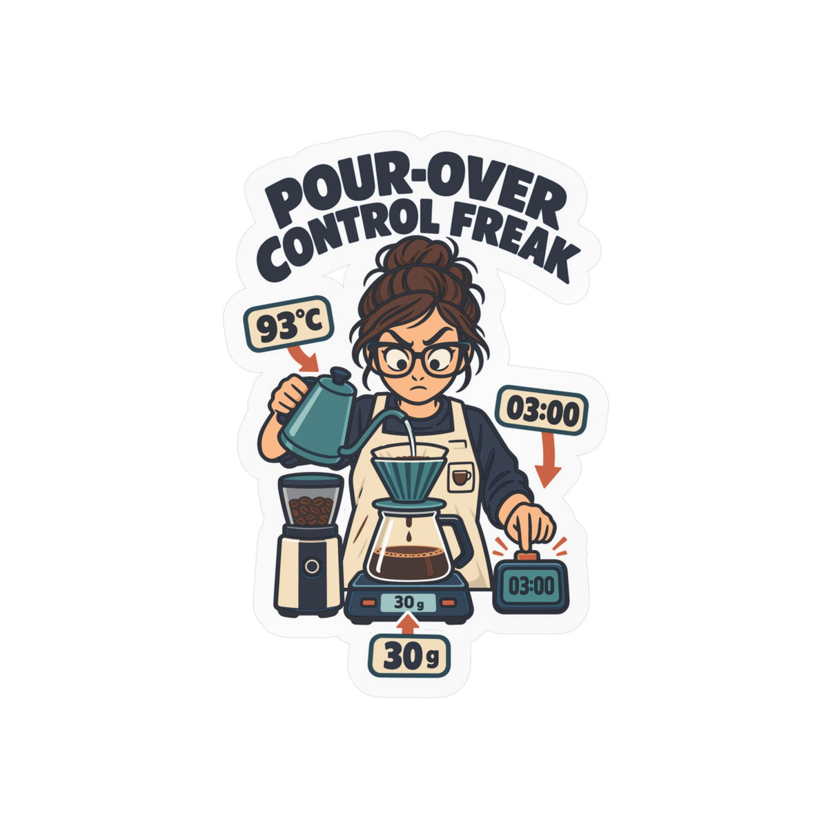 Espresso Sticker - Pour-over Control Freak, Coffee Decals for Your Grinder or Digital Scale