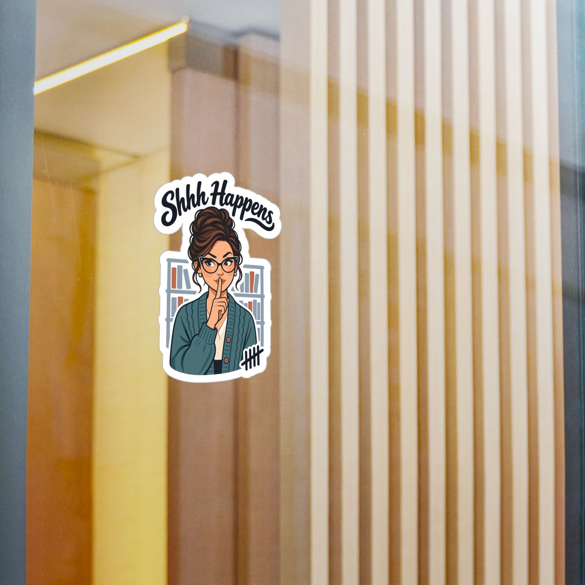 Librarian Sticker - Shhh Happens, Fabulous Unicorn with Magical Charm, Decals for Laptop and Water Bottle
