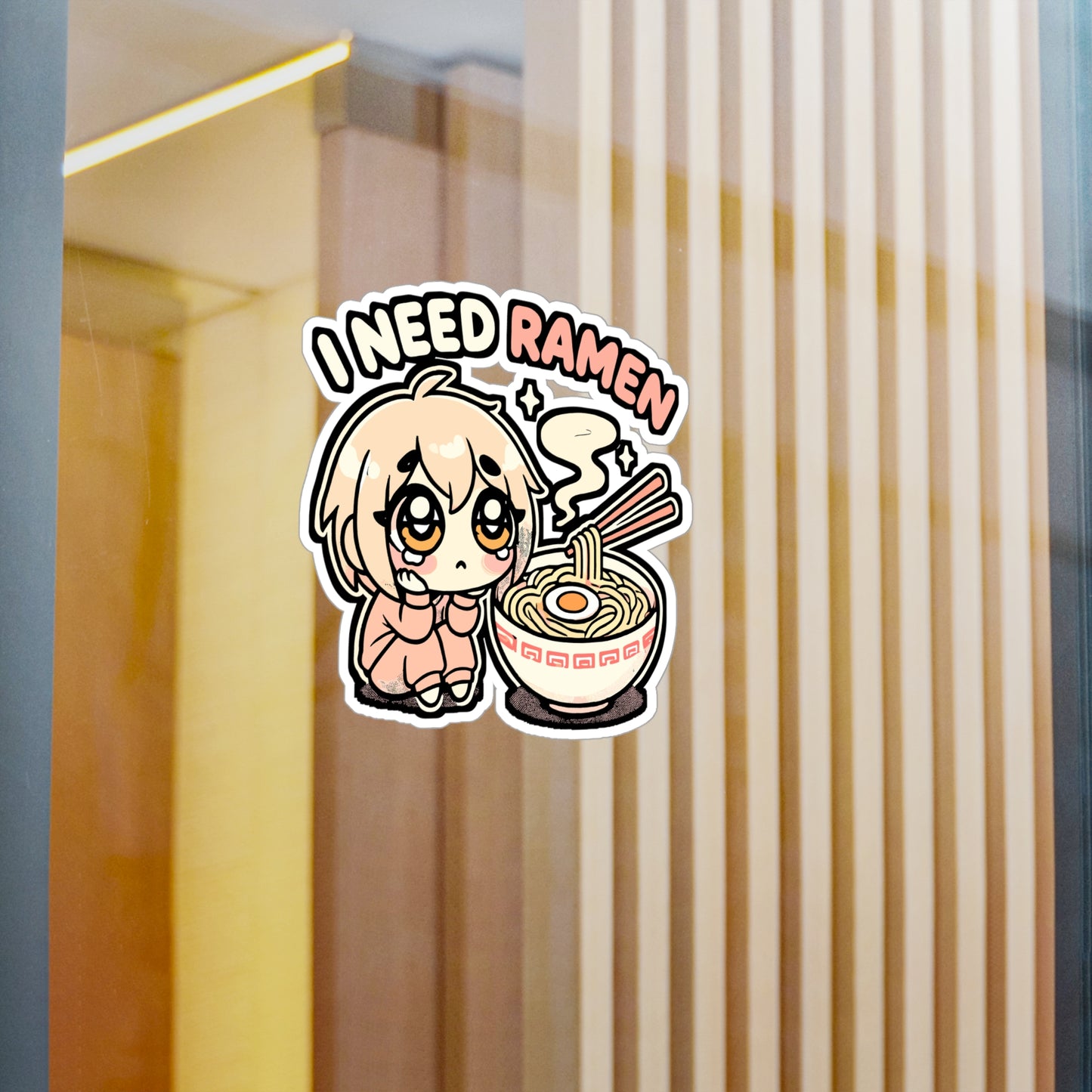 I Need Ramen – Vinyl Ramen Sticker for Car, Laptop & Water Bottle | Noodles Decal, Slurping Gift for Ramen Lovers