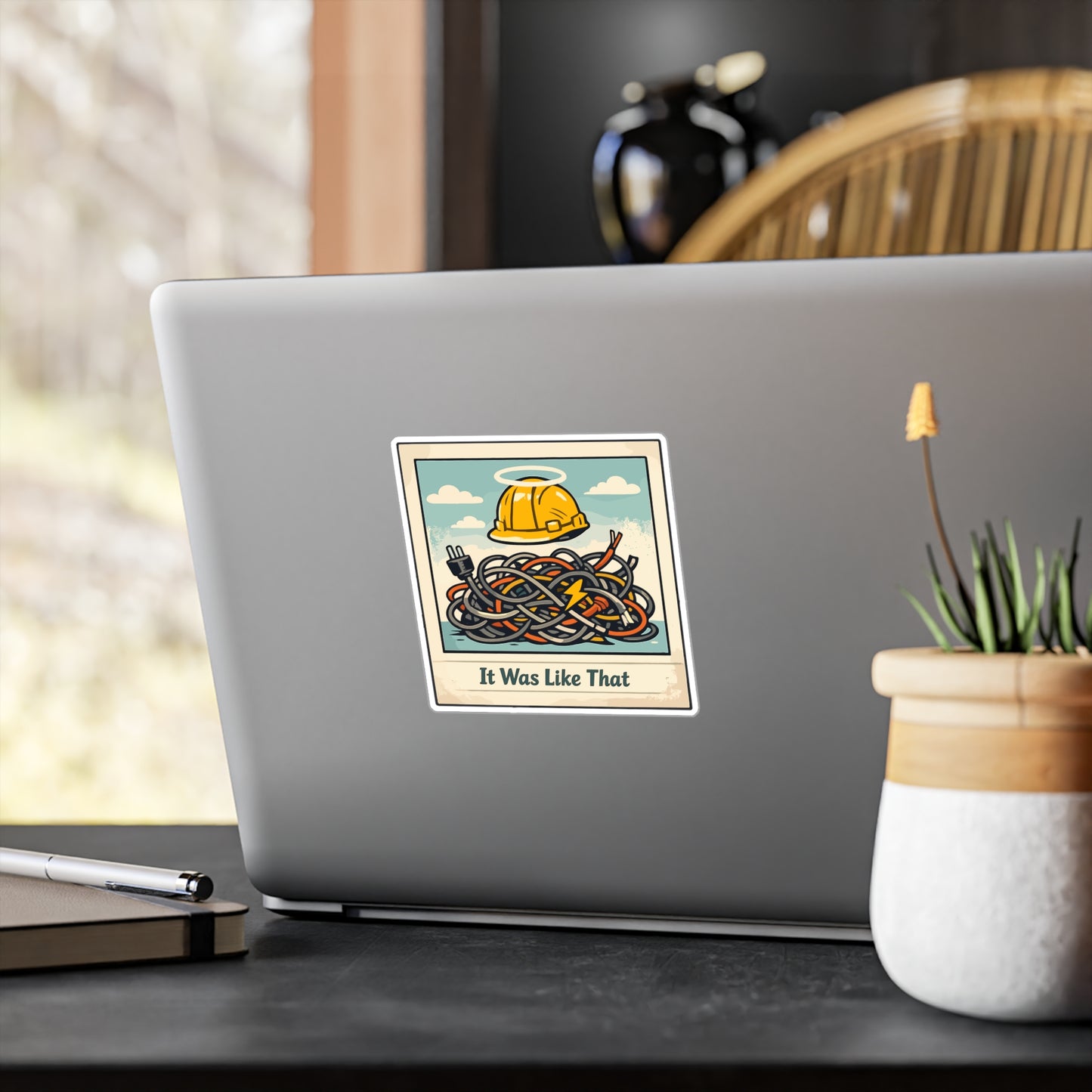 Electrician Sticker It Was Like That Funny Cable Wire Stripper Vinyl Waterproof sticker decals for Laptop Water Bottle