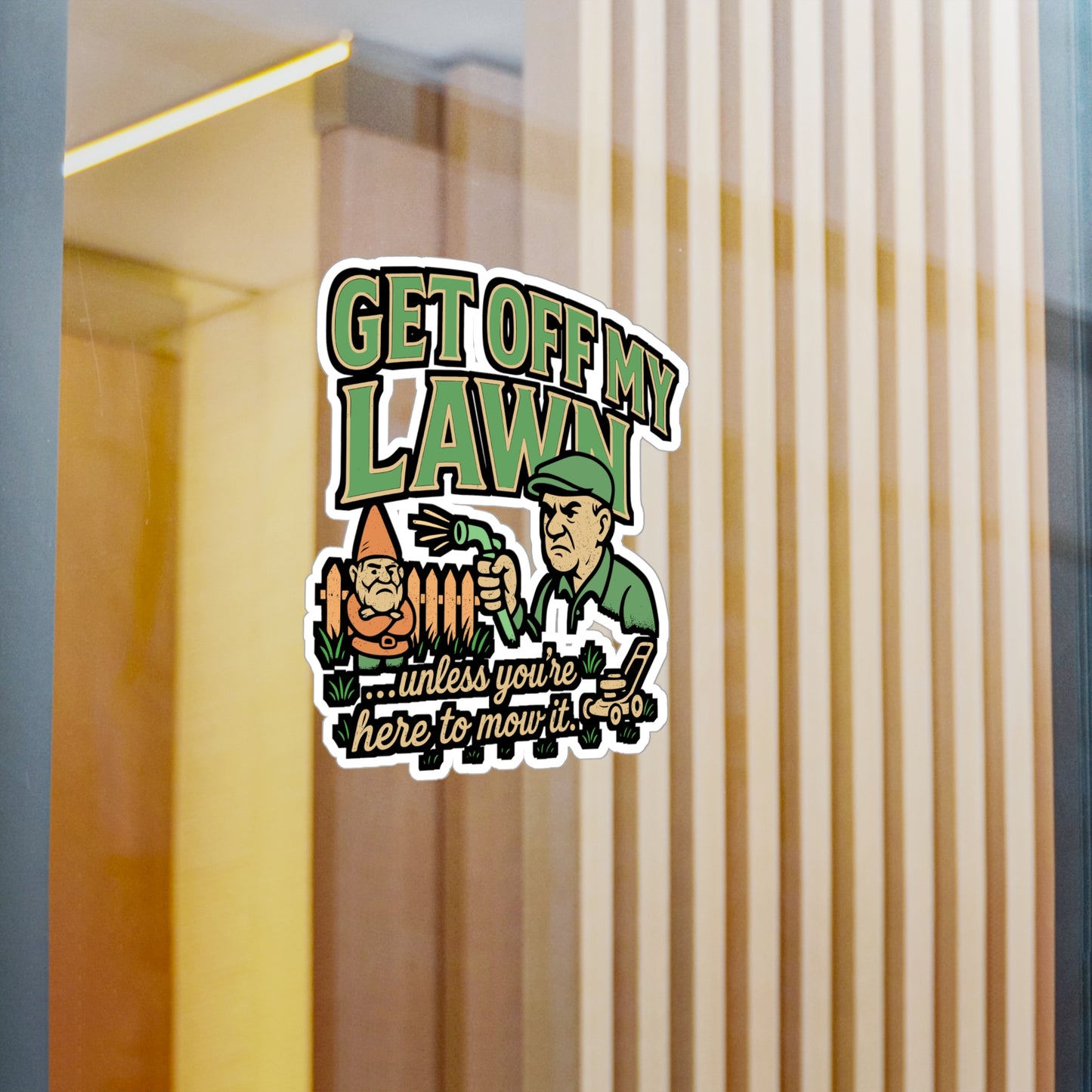 Get Off My Lawn – Funny Lawn Care Sticker | Vinyl Decal for Laptop, Water Bottle, Lawn Mower | Landscaping Gift