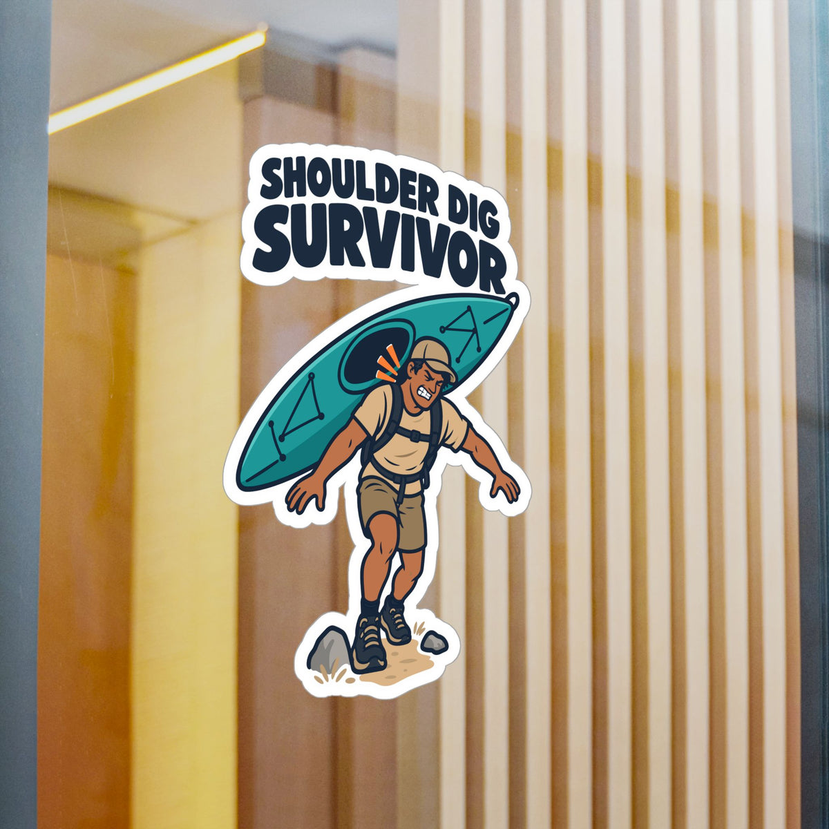Kayak Sticker – Shoulder Dig Survivor Decals for Kayaking and Rowing Fans, Laptop and Water Bottle