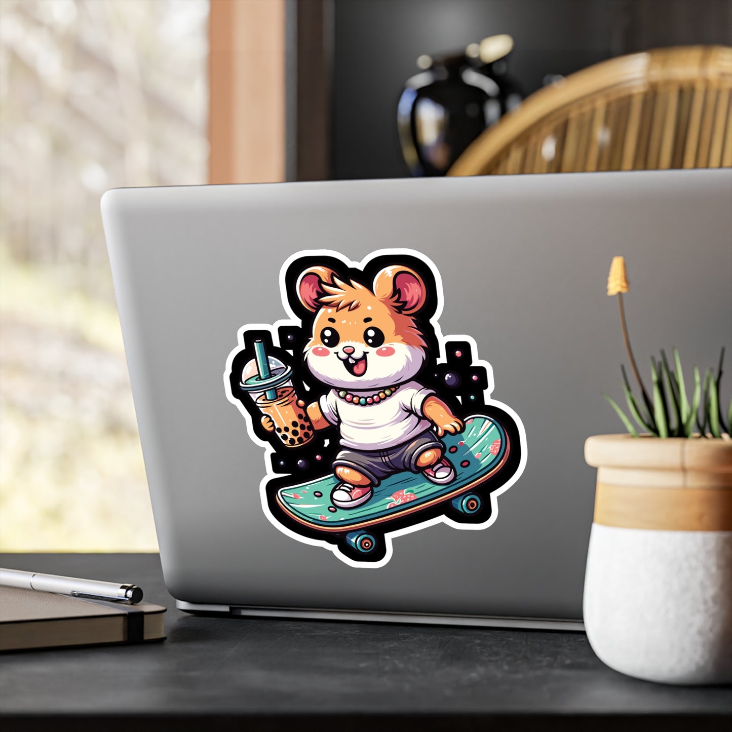 Skateboard Hamster - Hamster Sticker for Laptop Sticker. Water Bottle Sticker, Vinyl Skateboard Decal - Hamster Gift