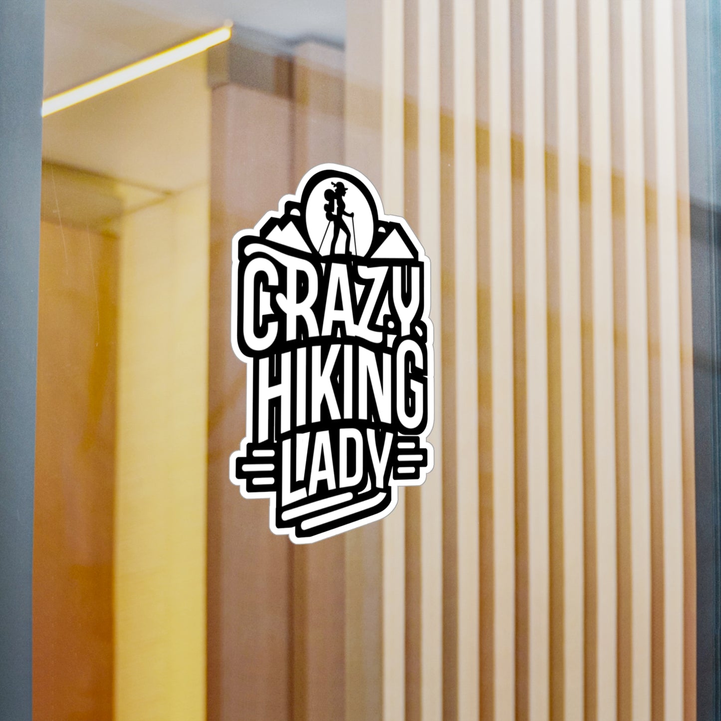 Crazy Hiking Lady - Hiking Sticker for Car Laptop Sticker. Water Bottle Sticker, Vinyl Hiker Decal, Backpacker Sticker - Hiking Gift