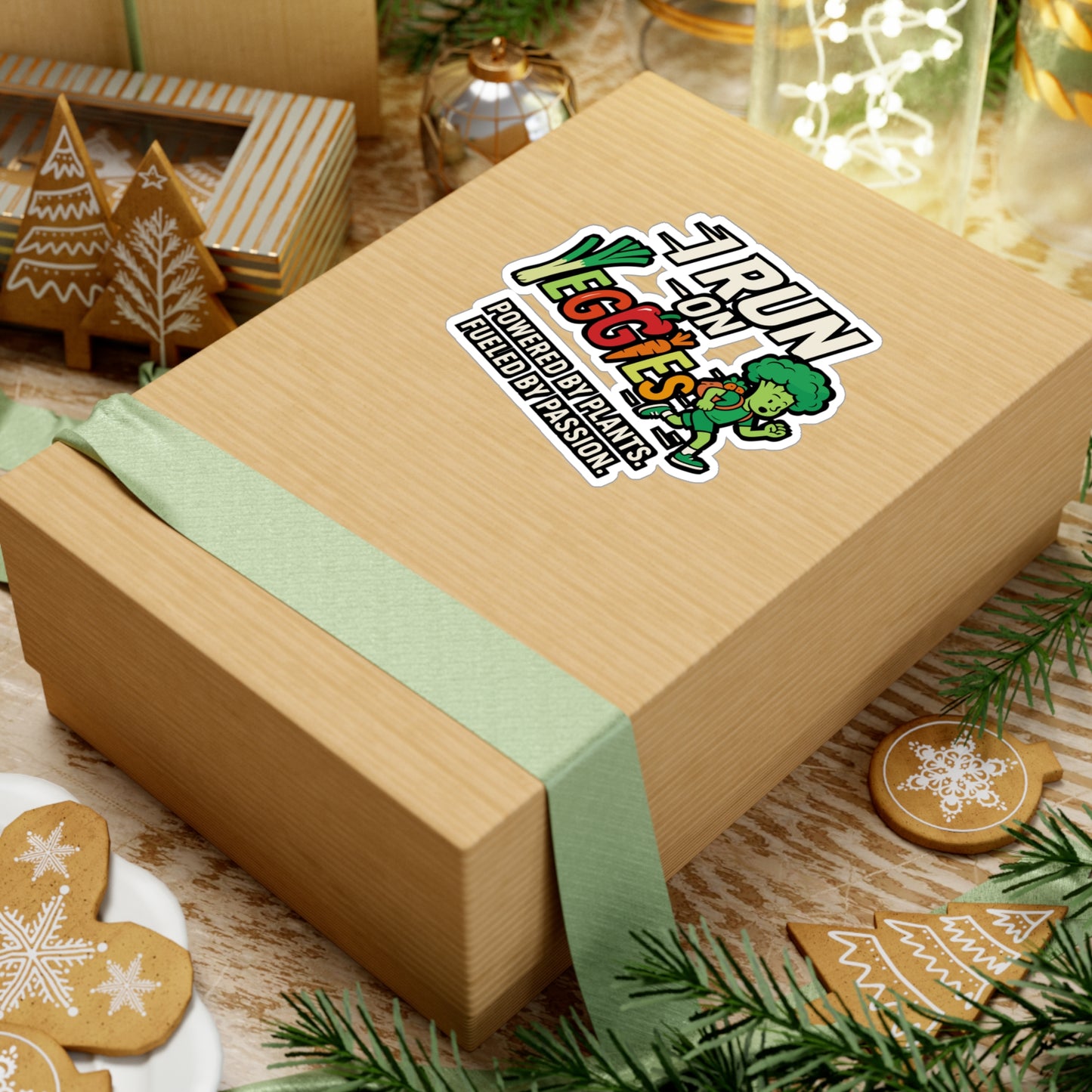 I Run On Veggies – Vegan Running Sticker for Car, Laptop, or Water Bottle | Funny Vegetarian Decal, Runner Gift