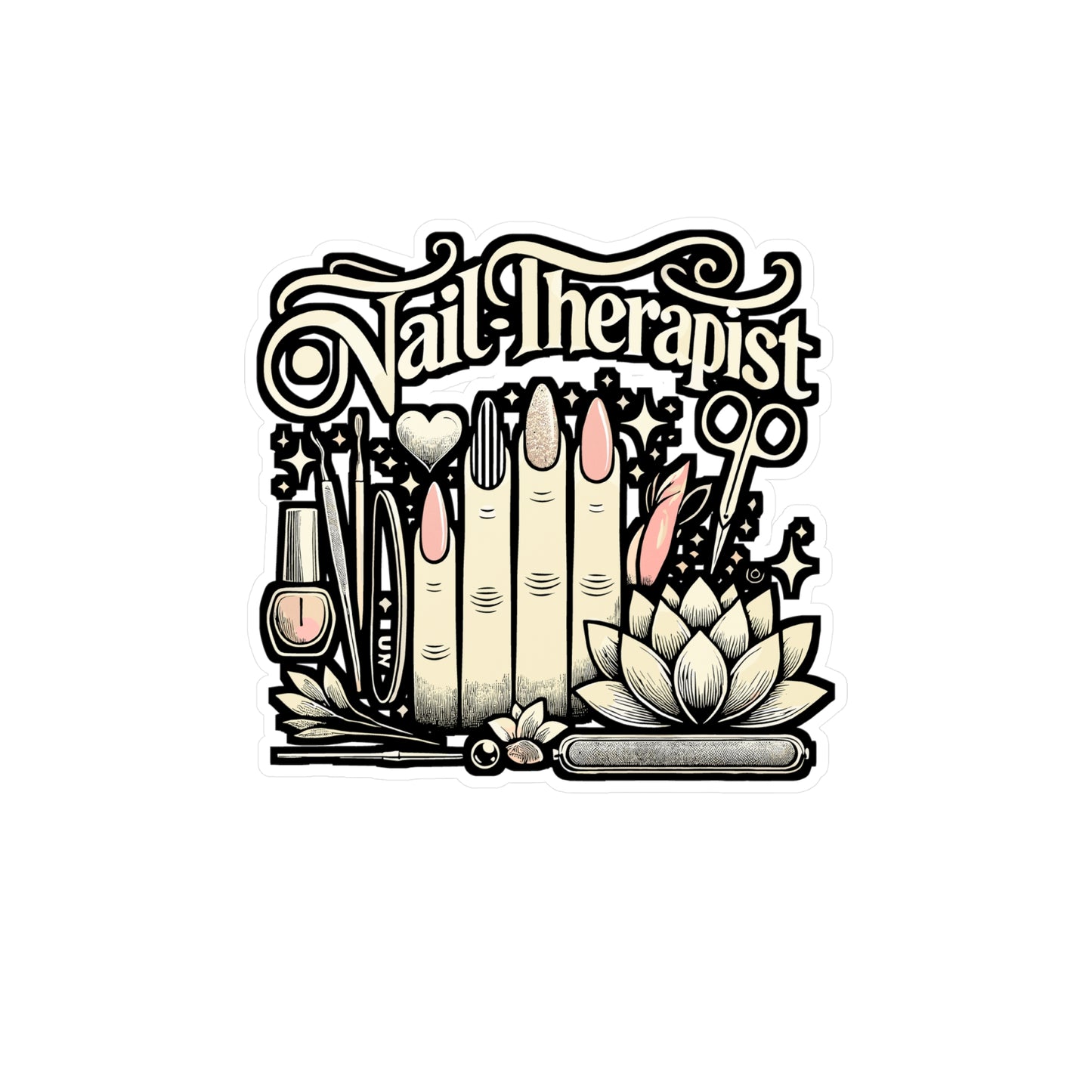 Nail Therapist Vinyl Sticker for Car Window, Laptop & Water Bottle | Manicure Decal, Cosmetologist Gift for Nail Lovers