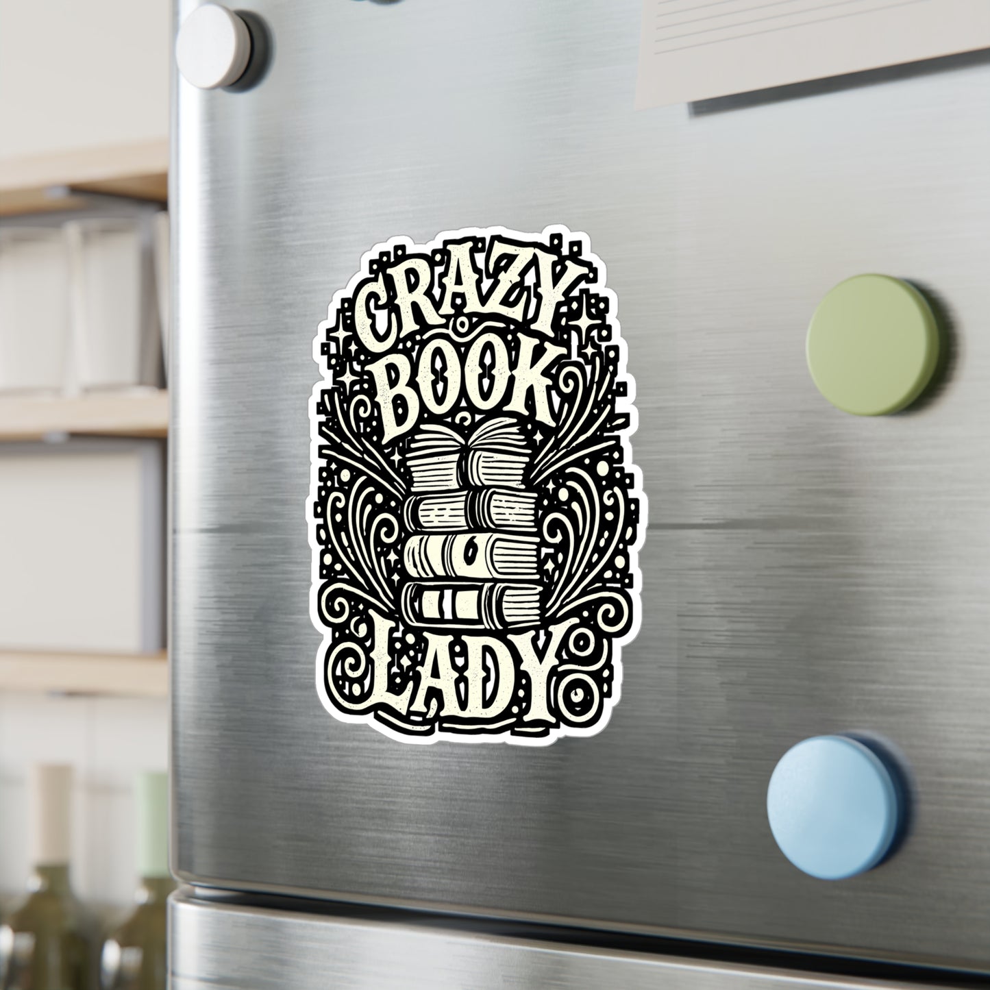 Crazy Book Lady – Vinyl Book Sticker for Car Window, Laptop, or Water Bottle | Reading Decal, Librarian Gift