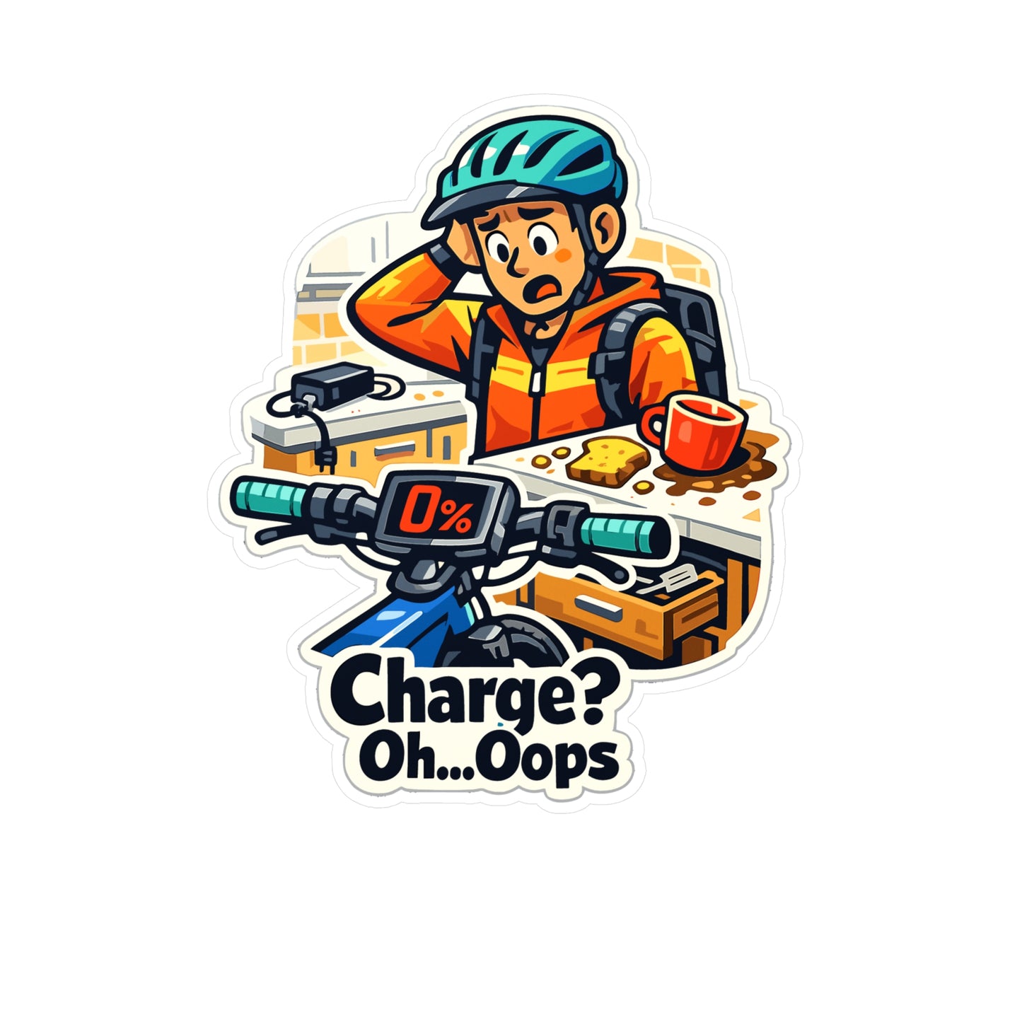 E-Bike Sticker Charge? Oh…Oops Funny Electric Bike Decals Waterproof Vinyl for Laptop Water Bottle Ecycling E Cyclist