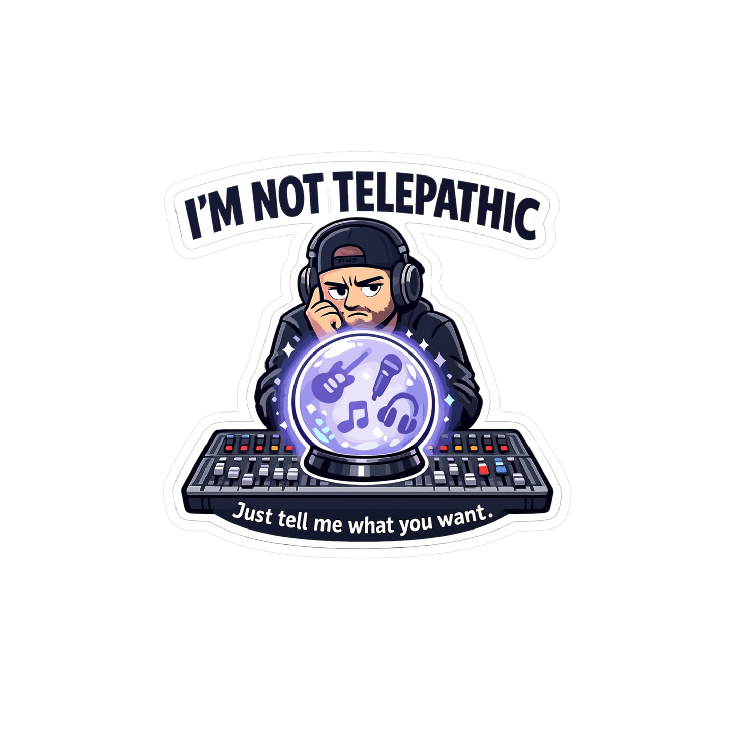 Audio Engineer Sticker I’m Not Telepathic Funny Sound Engineer Decals Waterproof Vinyl for Laptop Water Bottle Monitor Audio Technician