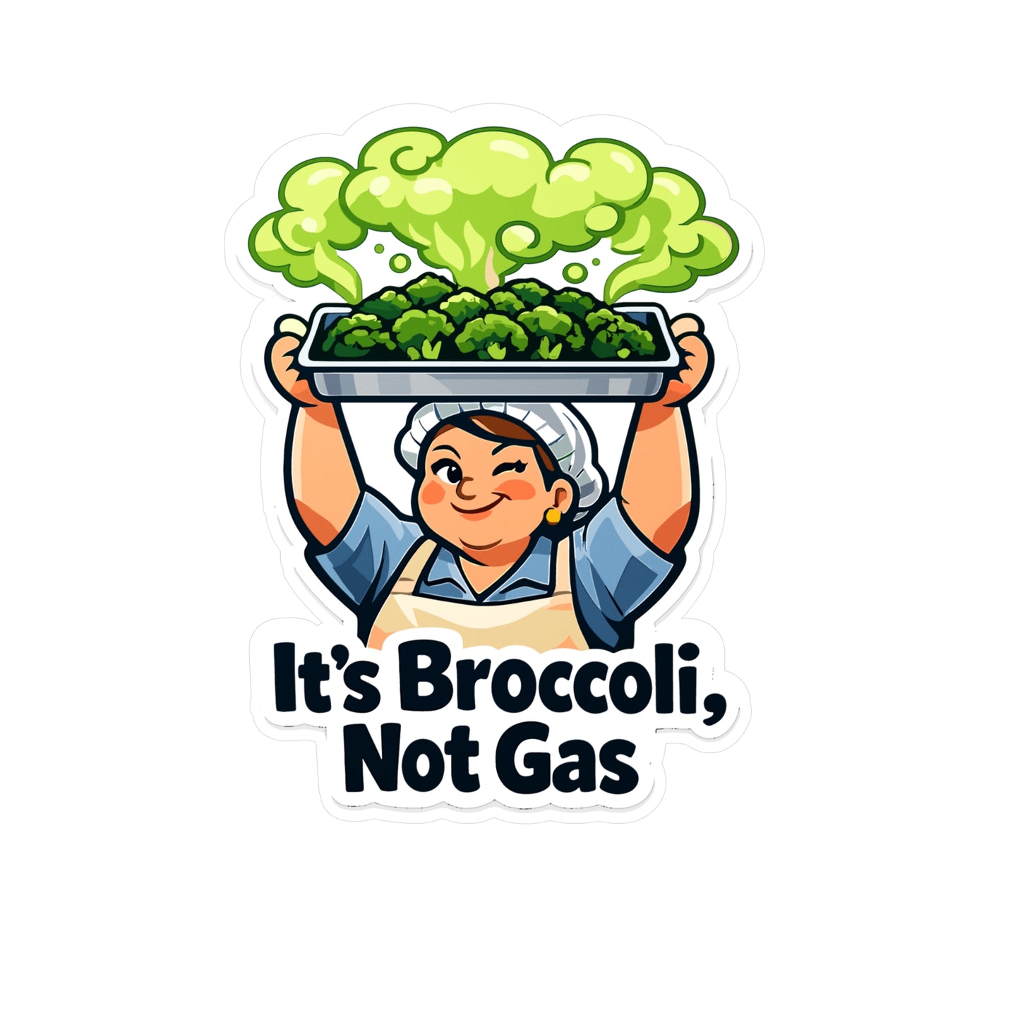 Lunch Lady Sticker It's Broccoli, Not Gas Funny School Canteen Decals Waterproof Vinyl for Laptop Water Bottle