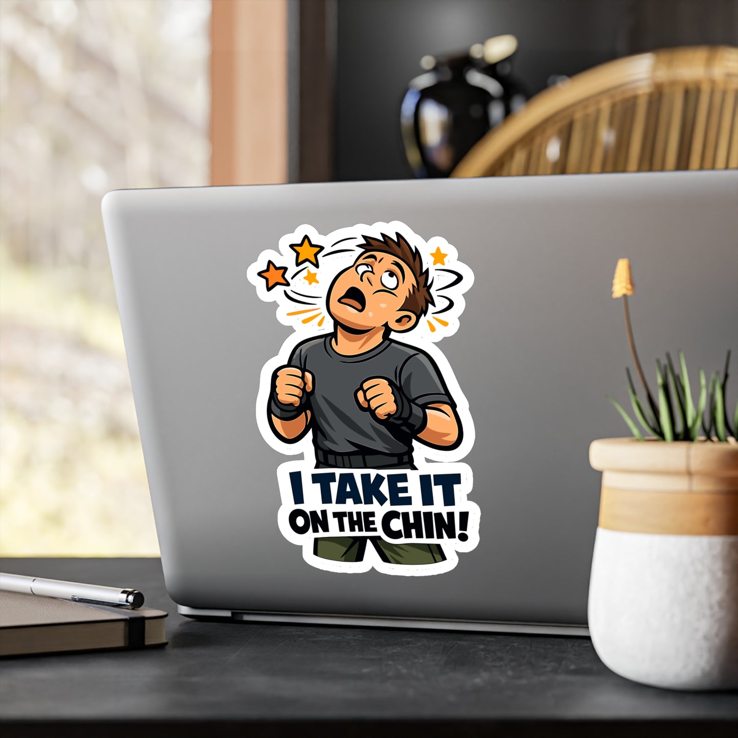 Krav Maga Sticker "I Take It on the Chin!" – Waterproof Vinyl decals for Laptop, Water Bottle, martial arts self defense fitness