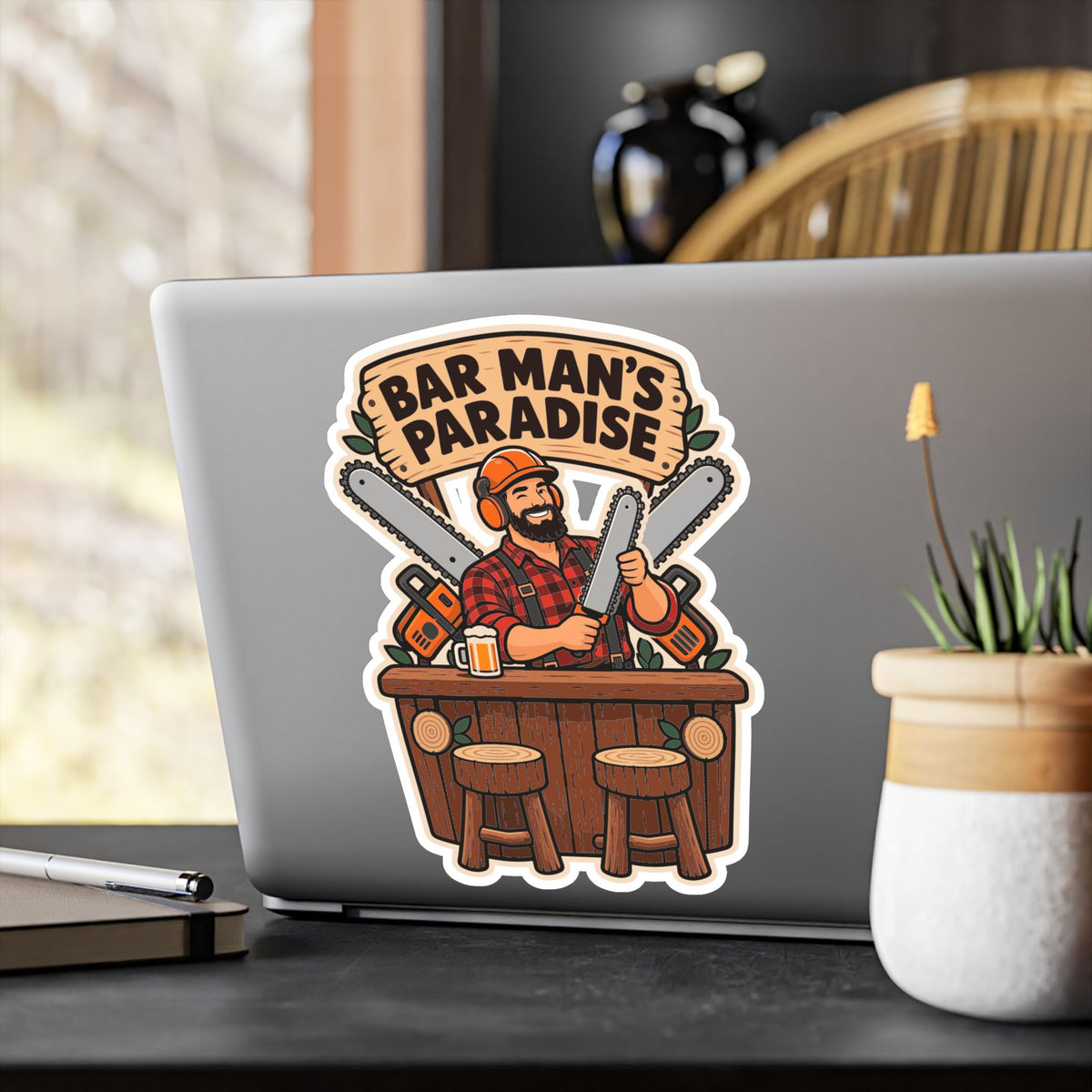 Tree Sticker "Bar Man's Paradise" for a Tree Worker or Branch Manager - Laptop and Water Bottle Decals