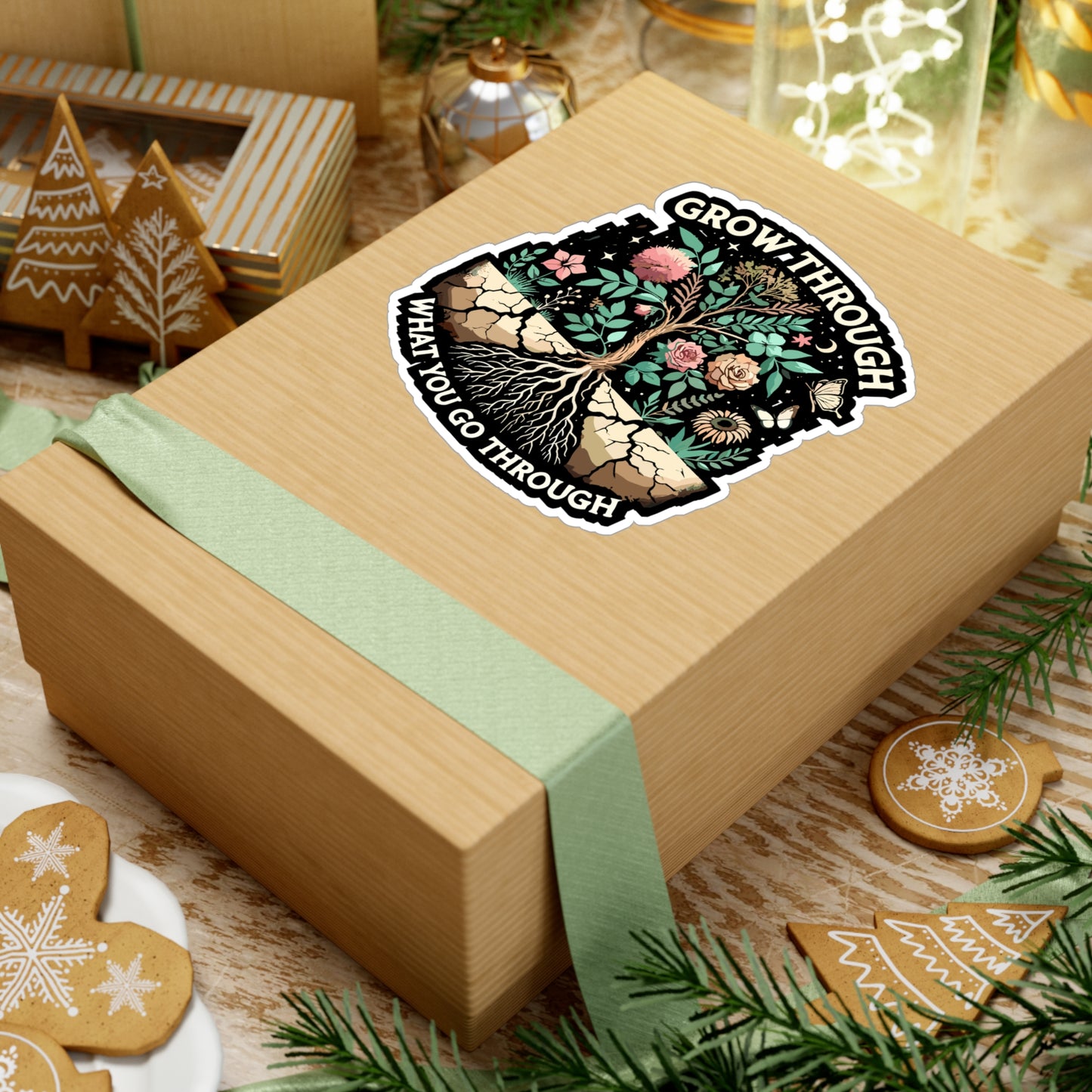 Grow Through What You Go Through - Empowerment Sticker for Laptop Sticker. Water Bottle Sticker, Vinyl Growth Decal - Empowerment Gift