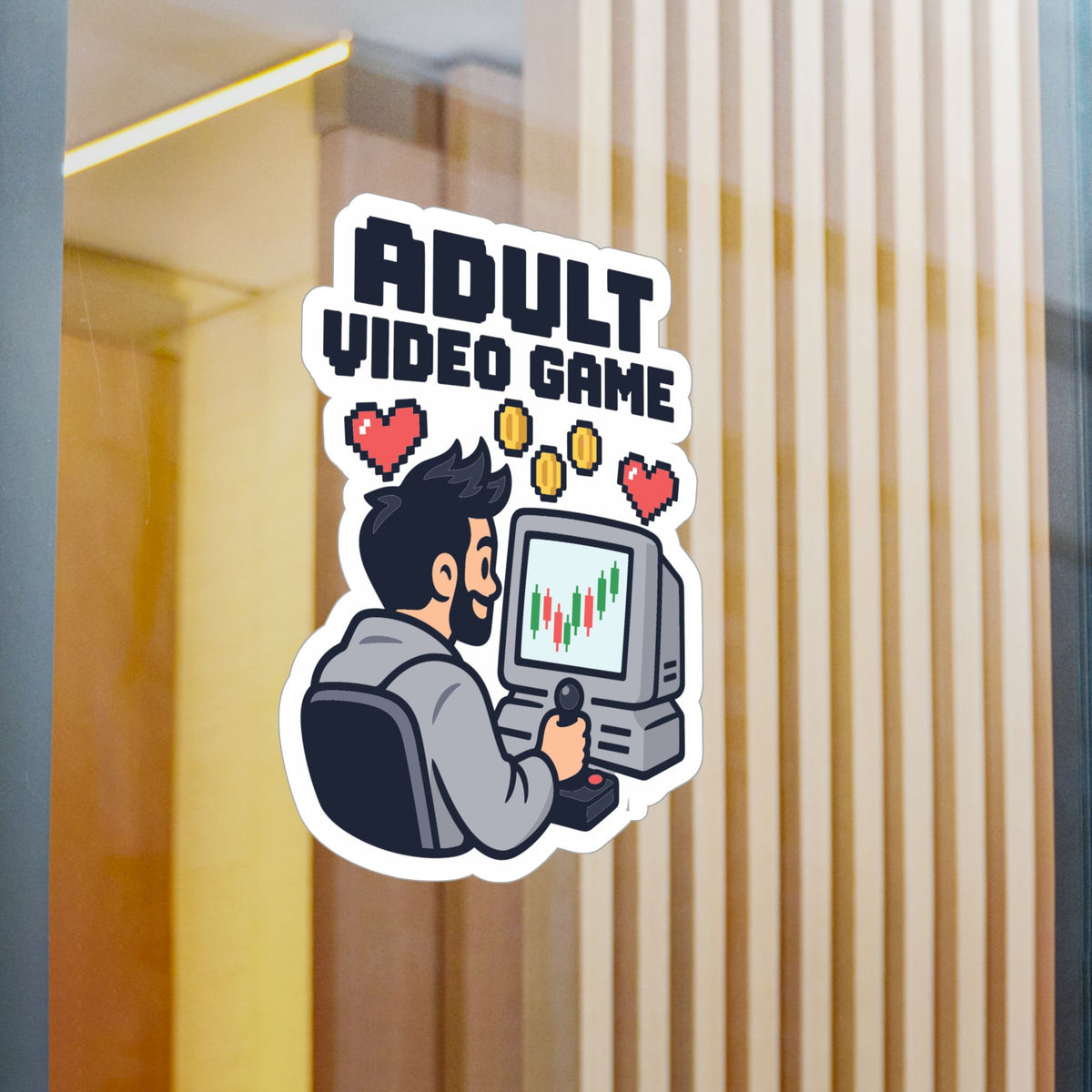 Day Trading Sticker - Adult Video Game Design for the Stock Market and Forex Trader, Laptop and Water Bottle Decals