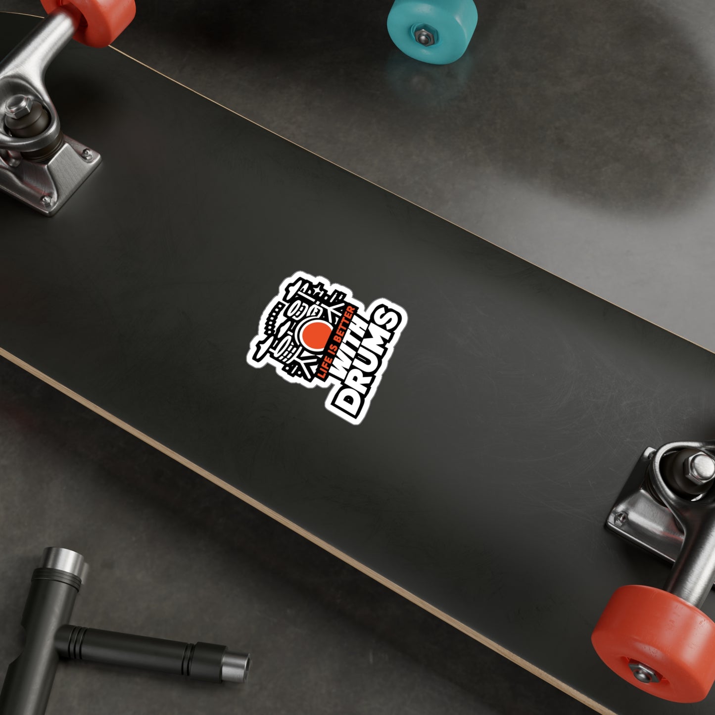 Life is better with drums - Audio-engineer Sticker for Laptop Sticker. Water Bottle Sticker, Vinyl Monitor Decal - Audio-engineer Gift