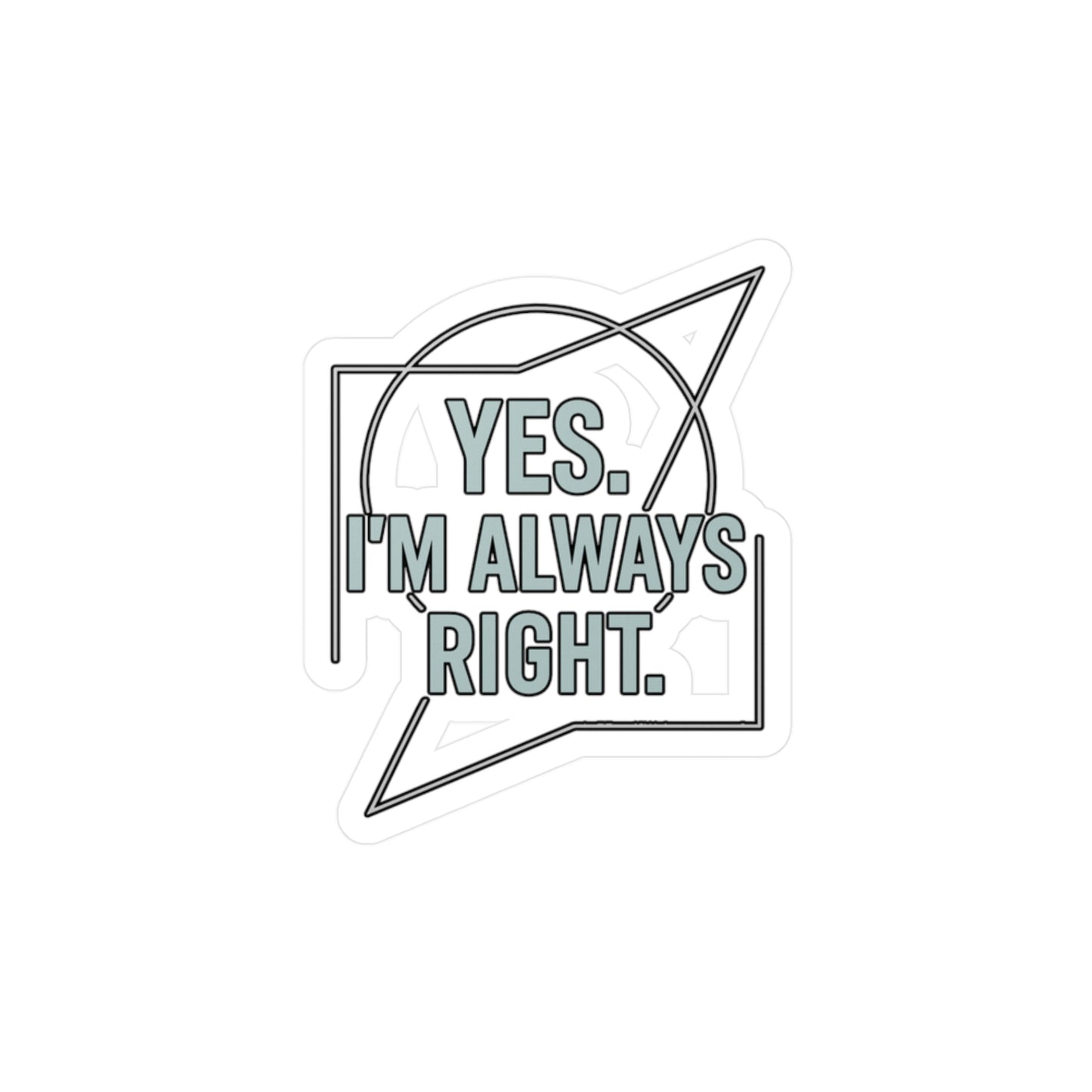 Confidence Sticker – "Yes Im Always Right" Vinyl Decals with Sarcasm and Attitude, Waterproof for Laptop or Water Bottle, Perfect Ego Gift