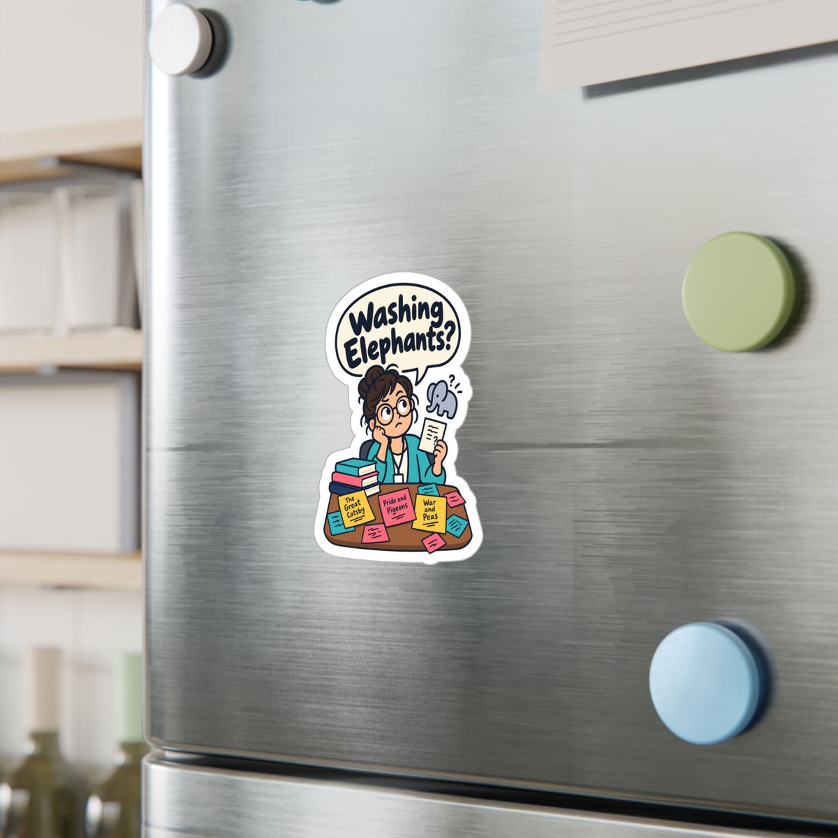 Librarian Sticker - Washing Elephants? Fabulous and Magical Unicorn Decals for Laptop or Water Bottle