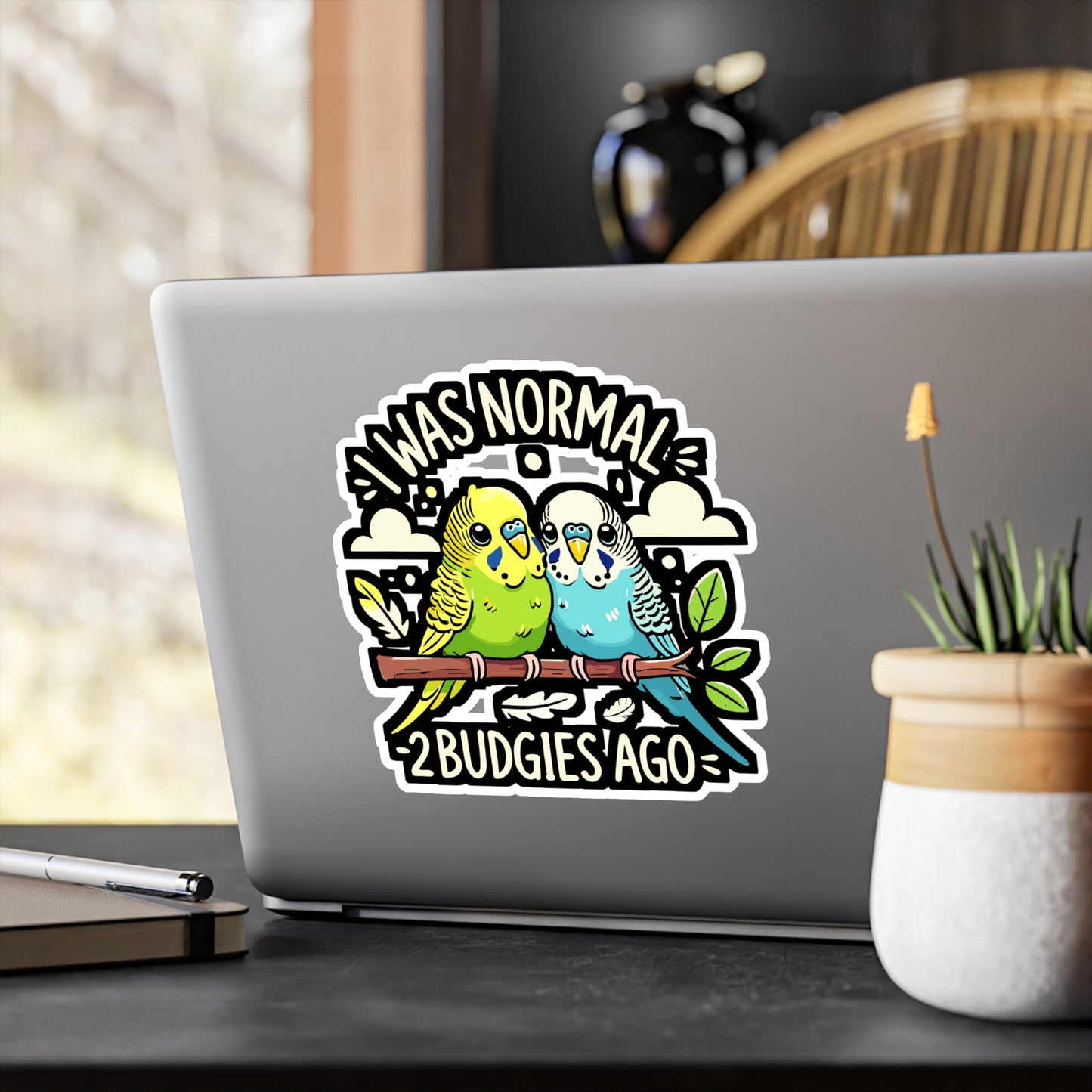 I Was Normal 2 Budgies Ago - Budgies Sticker for Laptop Sticker. Water Bottle Sticker, Vinyl Parakeets Decal - Budgies Gift