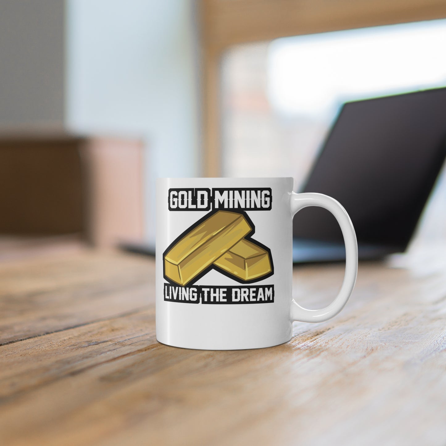 Gold Mining Living The Dream - Gold-panning Mug for Coffee 11oz. Gold-panning Cup, White ceramic, Panning Mug - Gold-panning Gift