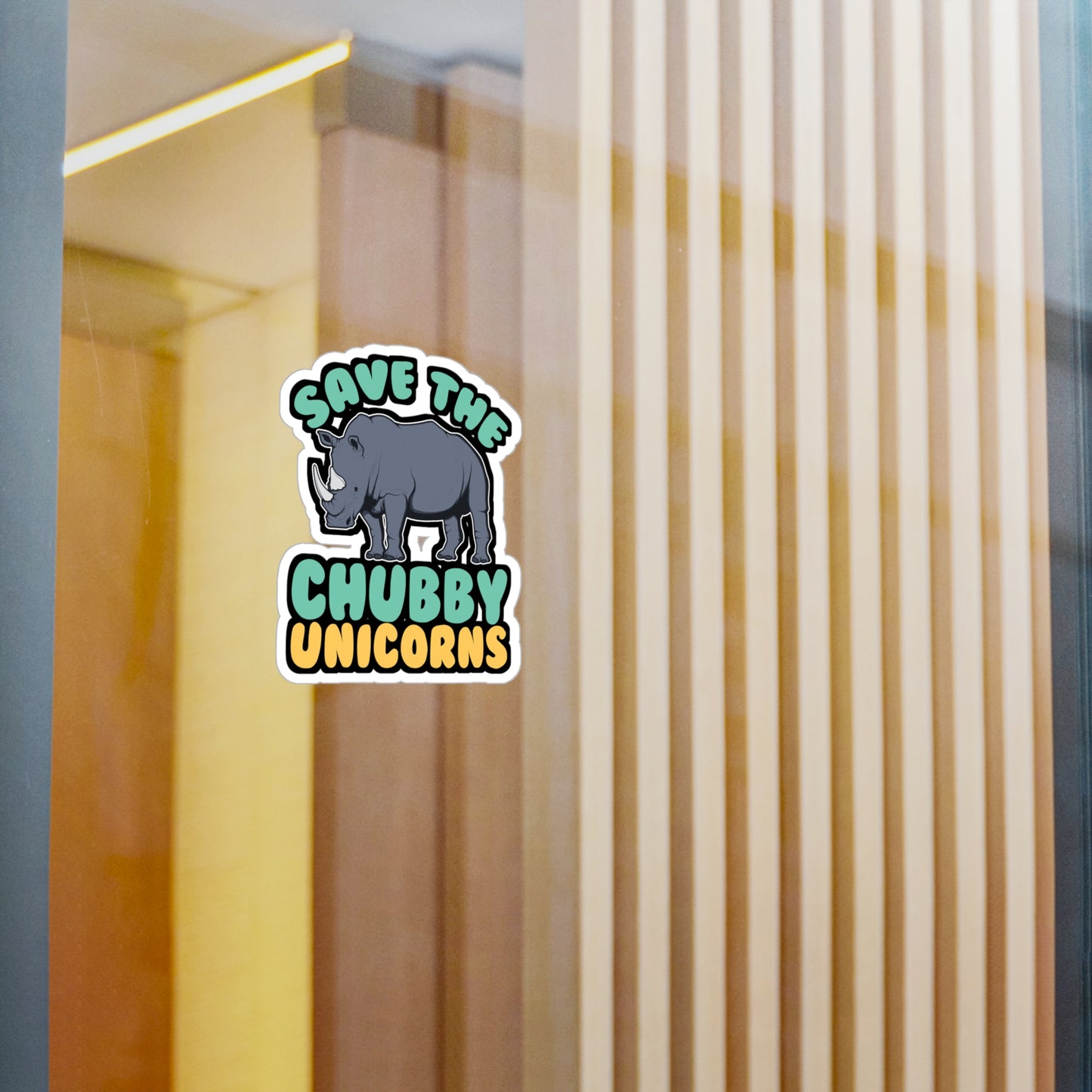 Save The Chubby Unicorns - Rhino Sticker for Laptop Sticker. Water Bottle Sticker, Vinyl Rhinoceros Decal - Rhino Gift