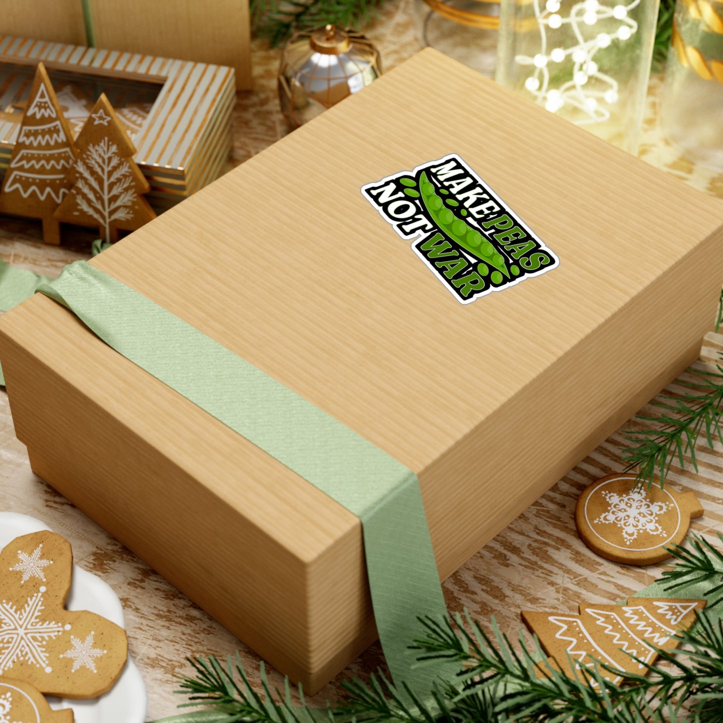 Make peas, not war - Plant-based Sticker for Laptop Sticker. Water Bottle Sticker, Vinyl Vegan Decal - Plant-based Gift