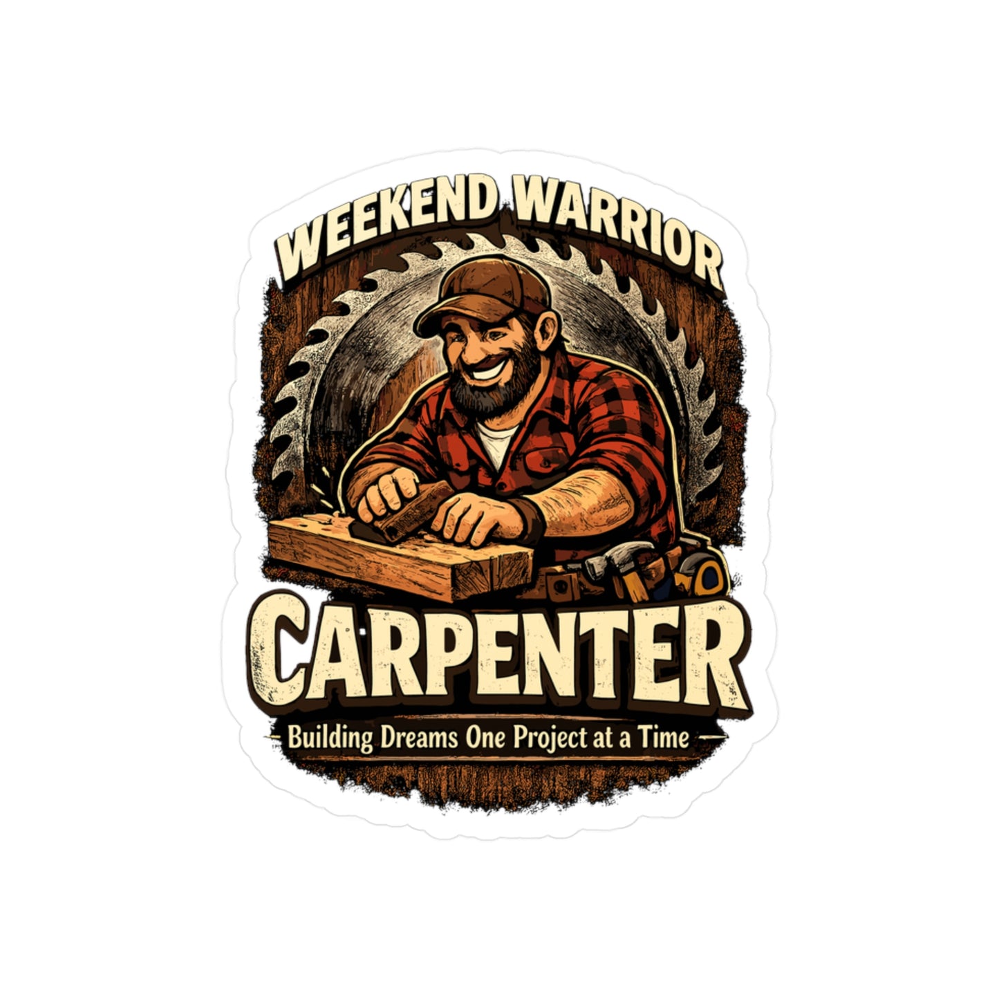 Carpenter Sticker Weekend Warrior Carpenter Woodworker Woodworking Vinyl Waterproof Decals for Laptop Water Bottle