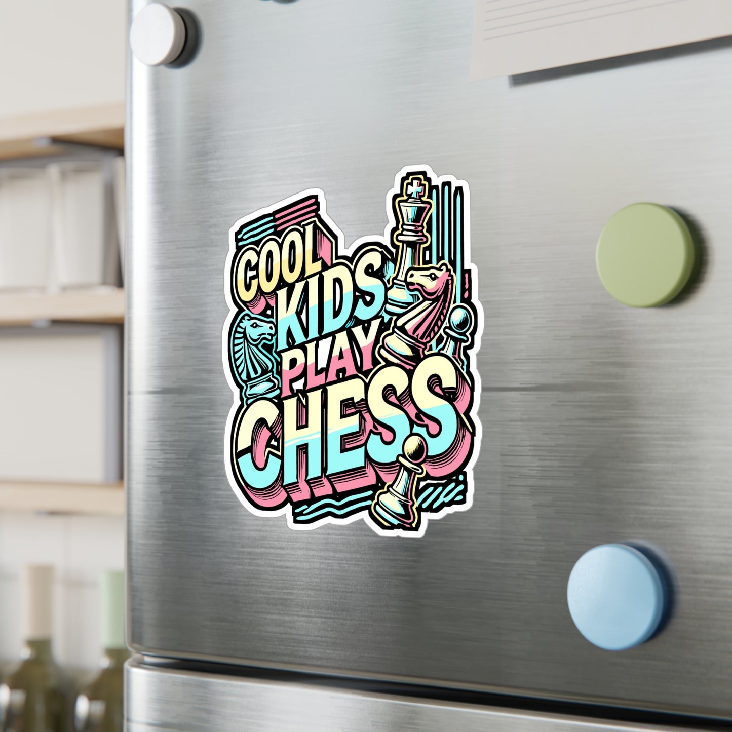 Cool Kids Play Chess – Vinyl Sticker for Laptop, Car Window or Water Bottle | Fun Board Game Gift for Chess Lovers