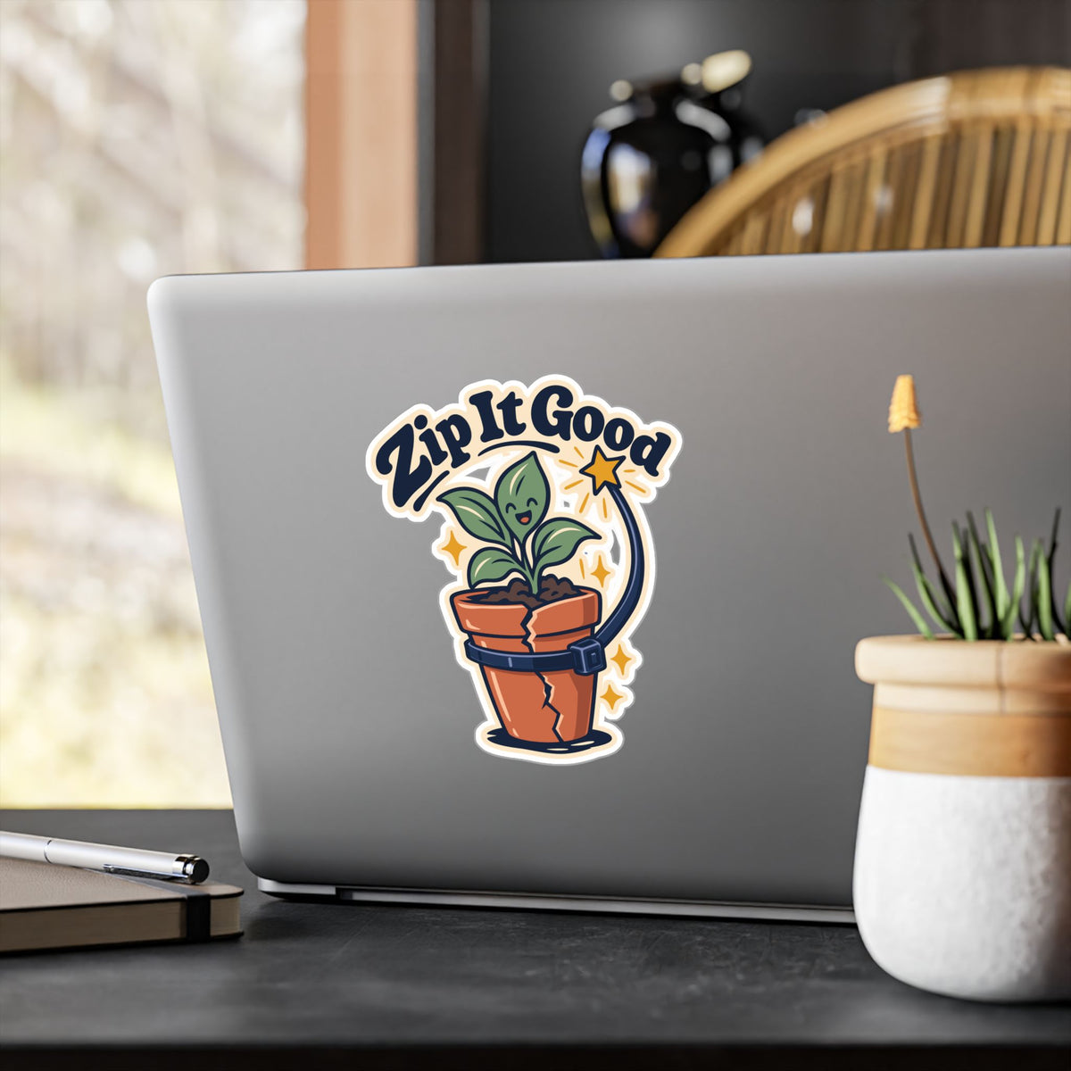 Upcycling Sticker - Zip It Good Recycling Art for Sustainability Fans, Decals for Laptop and Water Bottle