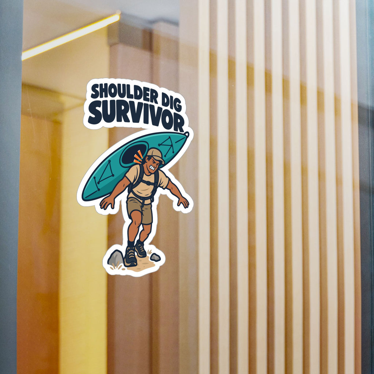 Kayak Sticker – Shoulder Dig Survivor Decals for Kayaking and Rowing Fans, Laptop and Water Bottle