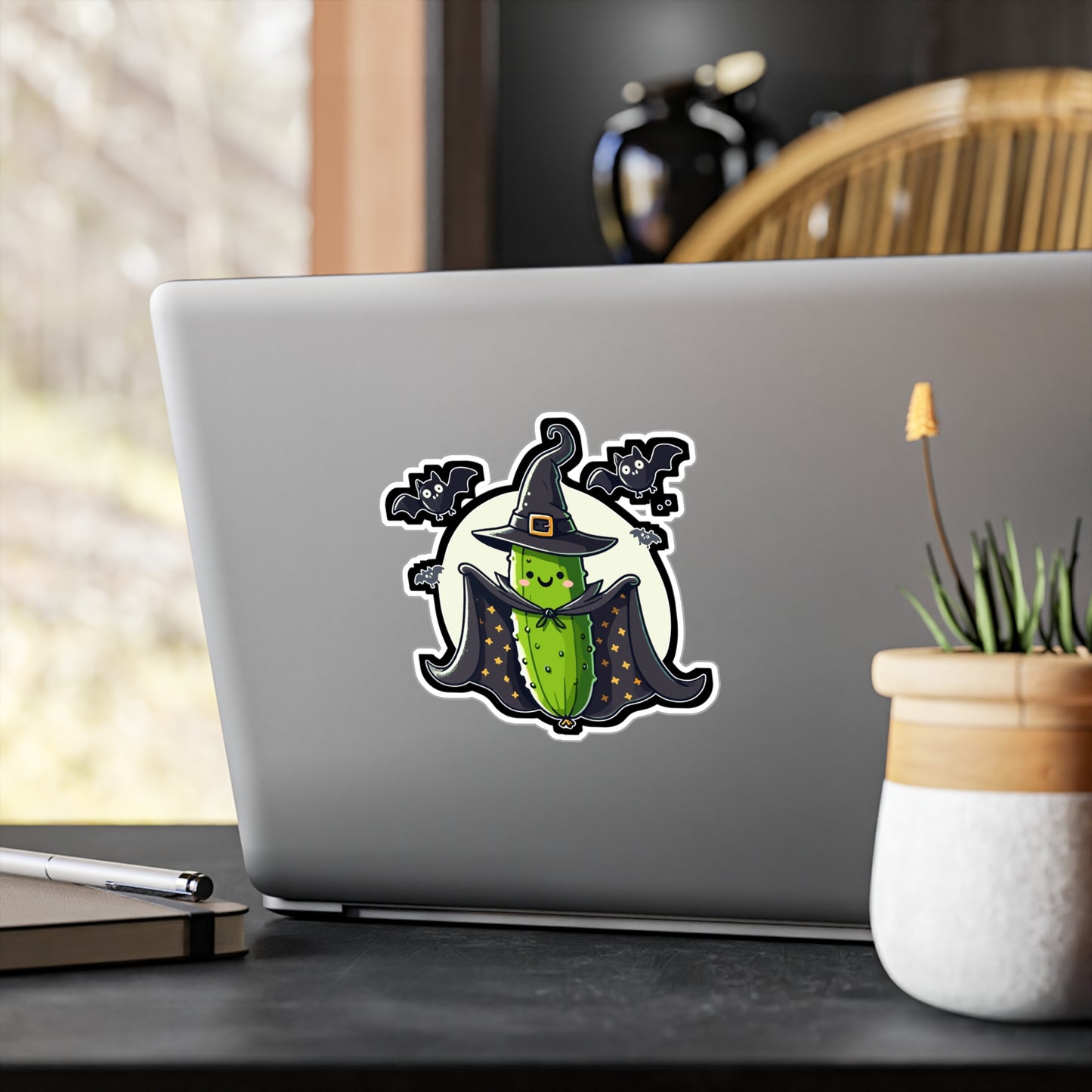 Halloween Witch Costume Cucumber Funny - Halloween Sticker for Laptop Sticker. Water Bottle Sticker, Vinyl Cucumber Decal - Halloween Gift