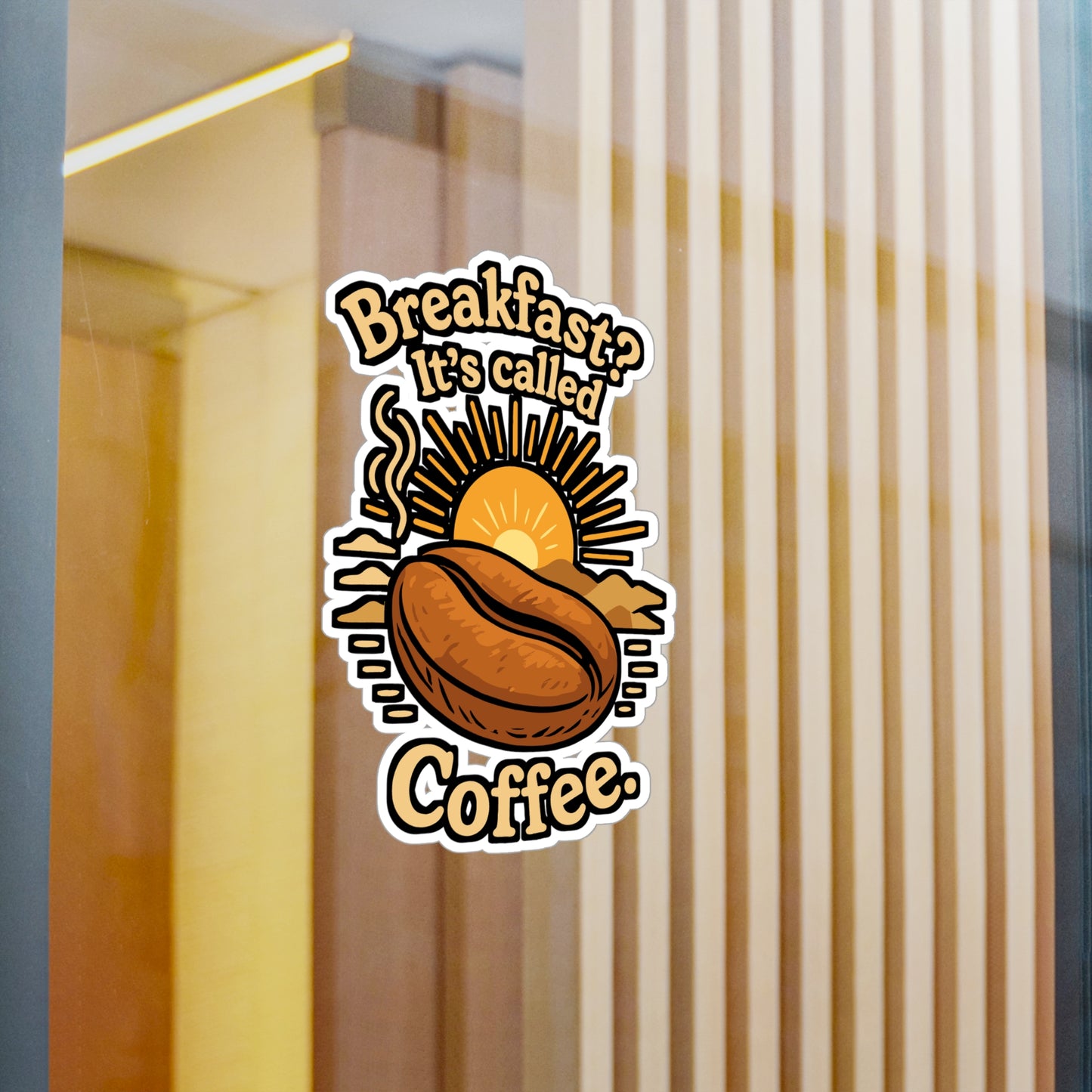 Coffee Sticker – Breakfast Its Called Coffee Decals for Laptop or Water Bottle, Fun Caffeine Morning Beans Design, Waterproof Vinyl