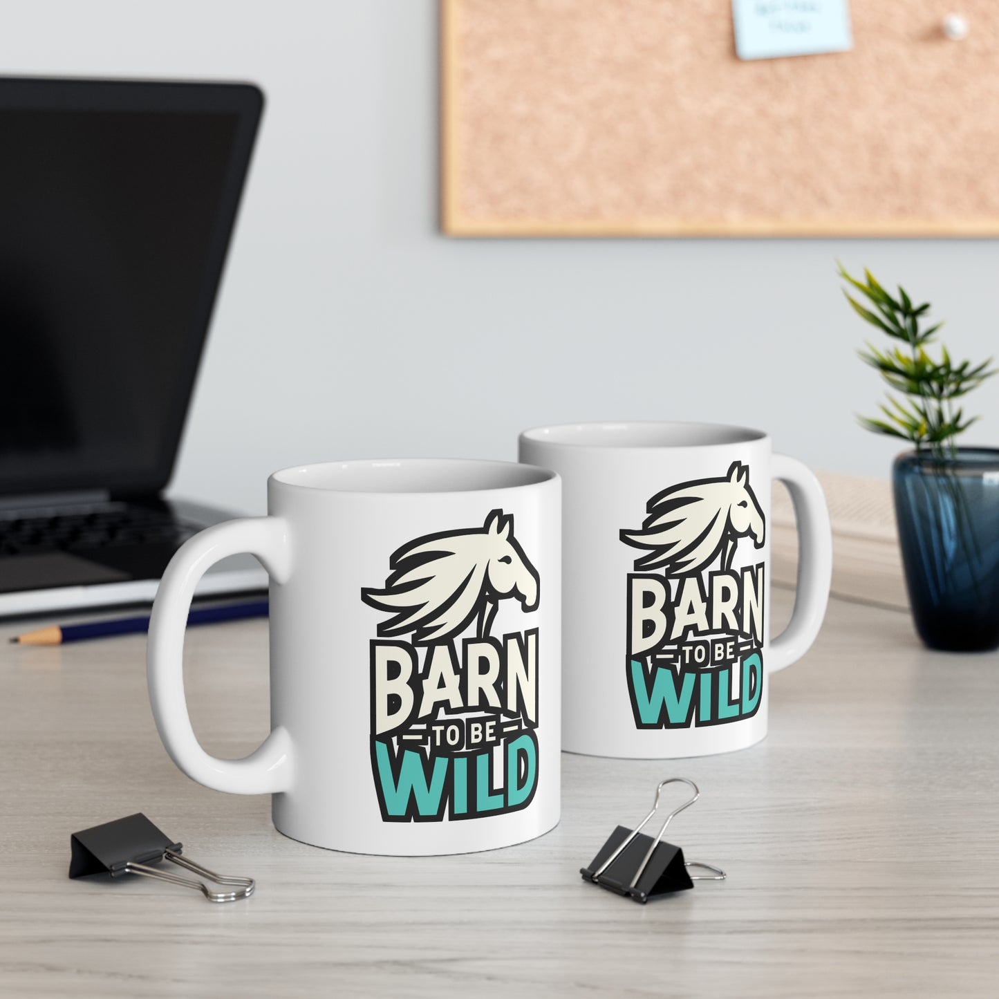 Barn To Be Wild - Horse Mug for Coffee 11oz. Horse Cup, White ceramic, Pasture Mug, Neigh Tea Cup - Horse Gift