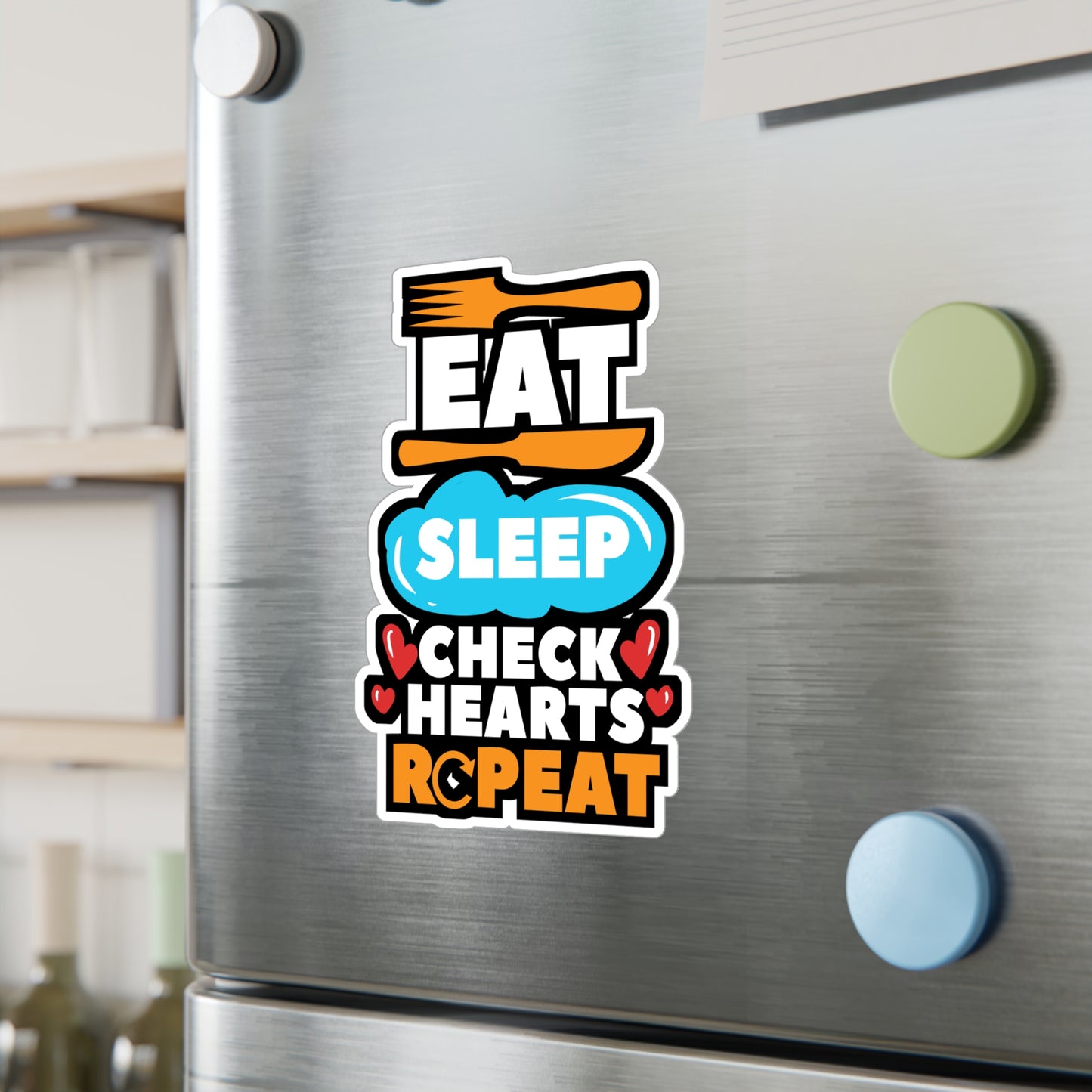 Eat Sleep Check Hearts Repeat Cardiac Nurse - Cardiac nurse Sticker for Laptop Sticker. Water Bottle Sticker, Vinyl Cath-lab Decal - Cardiac nurse Gift