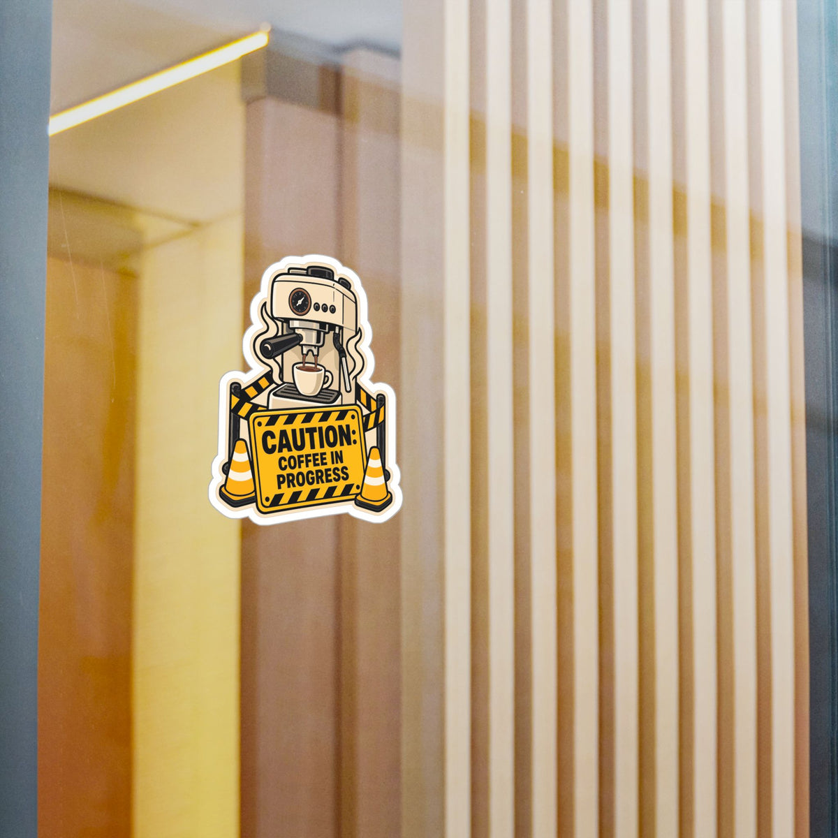 Espresso Sticker - Caution: Coffee in Progress - Fun Decals for Your Grinder or Digital Scale