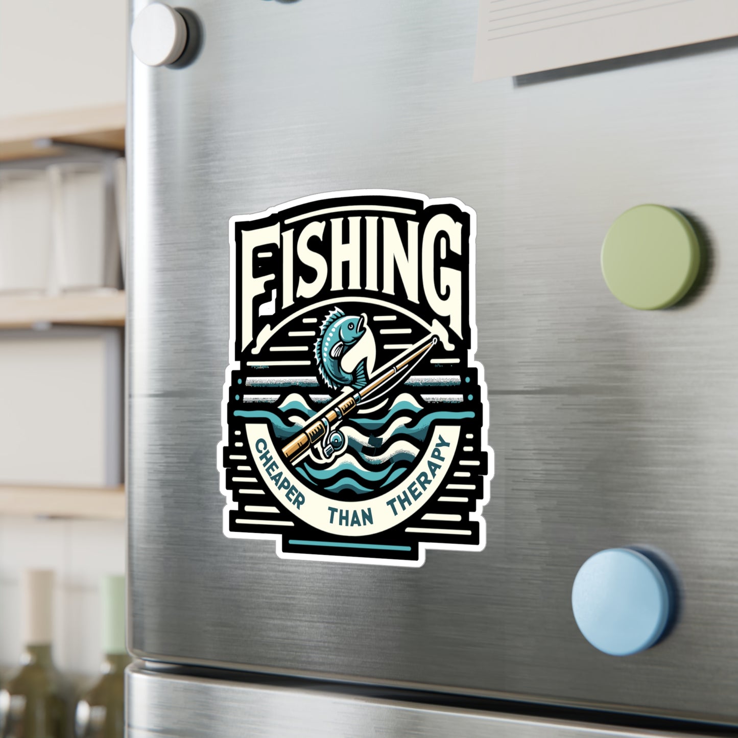 Fishing cheaper than therapy - Fishing Sticker for Laptop Sticker. Water Bottle Sticker, Vinyl Angling Decal - Fishing Gift