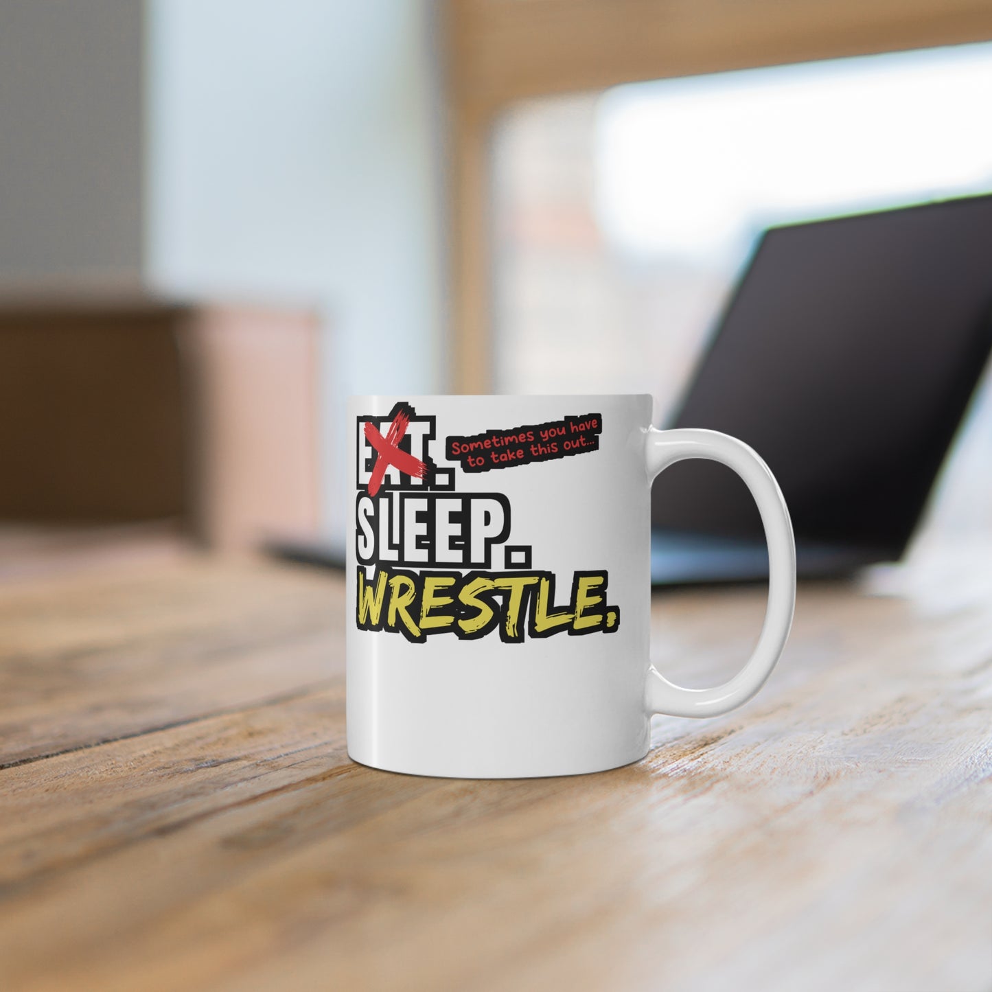 Eat Sleep Wrestle - Wrestle Mug for Coffee 11oz. Wrestle Cup, White ceramic, Wrestling Mug, Cradle Tea Cup - Wrestle Gift